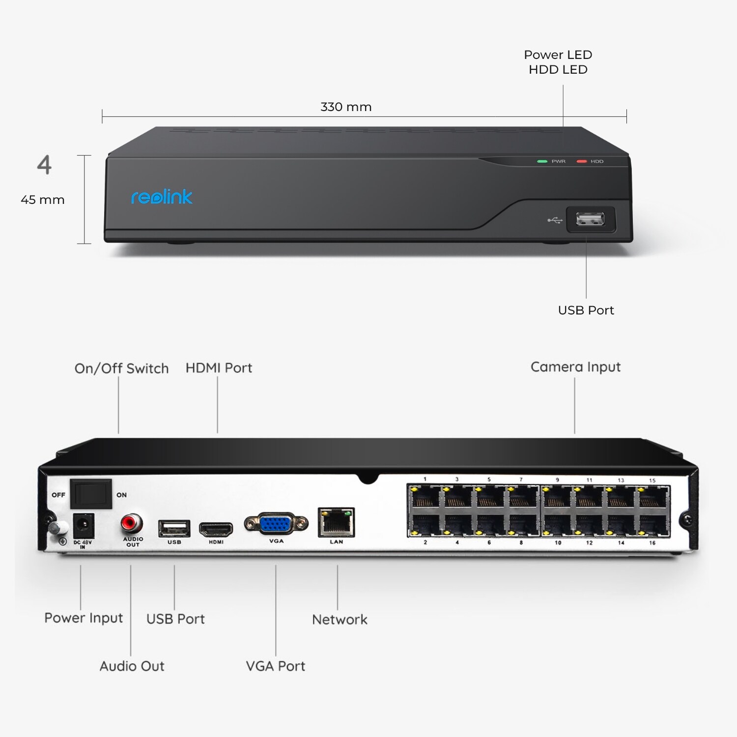 Reolink 16-Kanal PoE NVS16 NVR für 24/7 Aufzeichnung