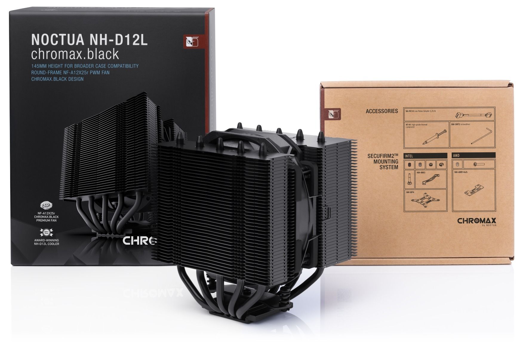 Noctua NH-D12L chromax.black CPU Kühler für AMD und Intel CPU