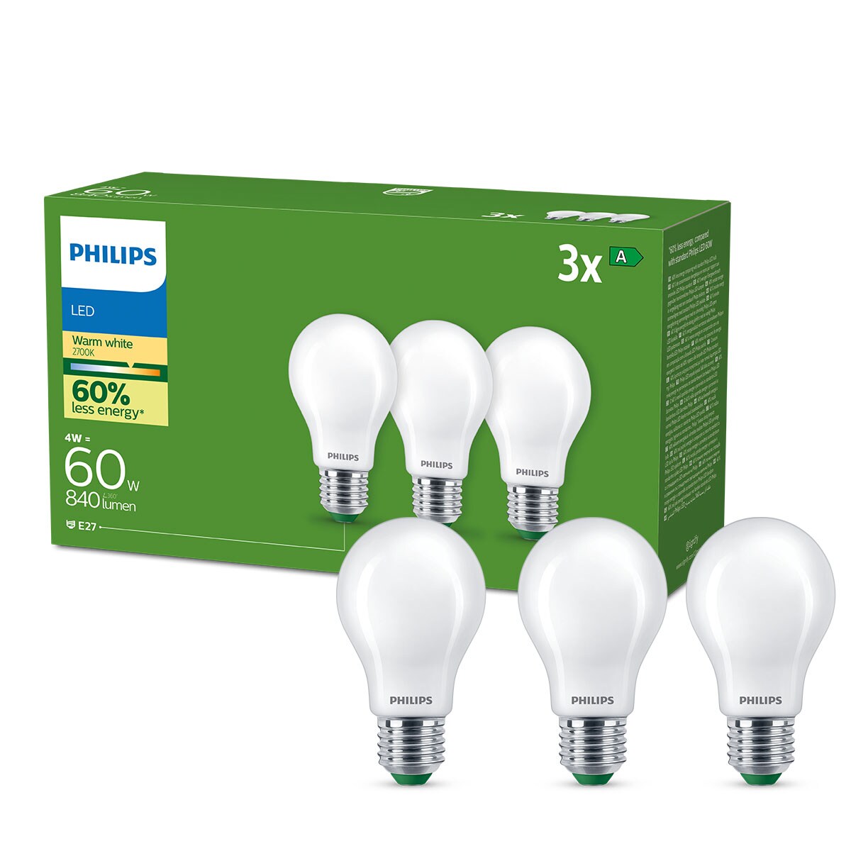 Philips Classic LED Lampe mit 60W, E27 Sockel, Matt, Warmwhite (2700K)