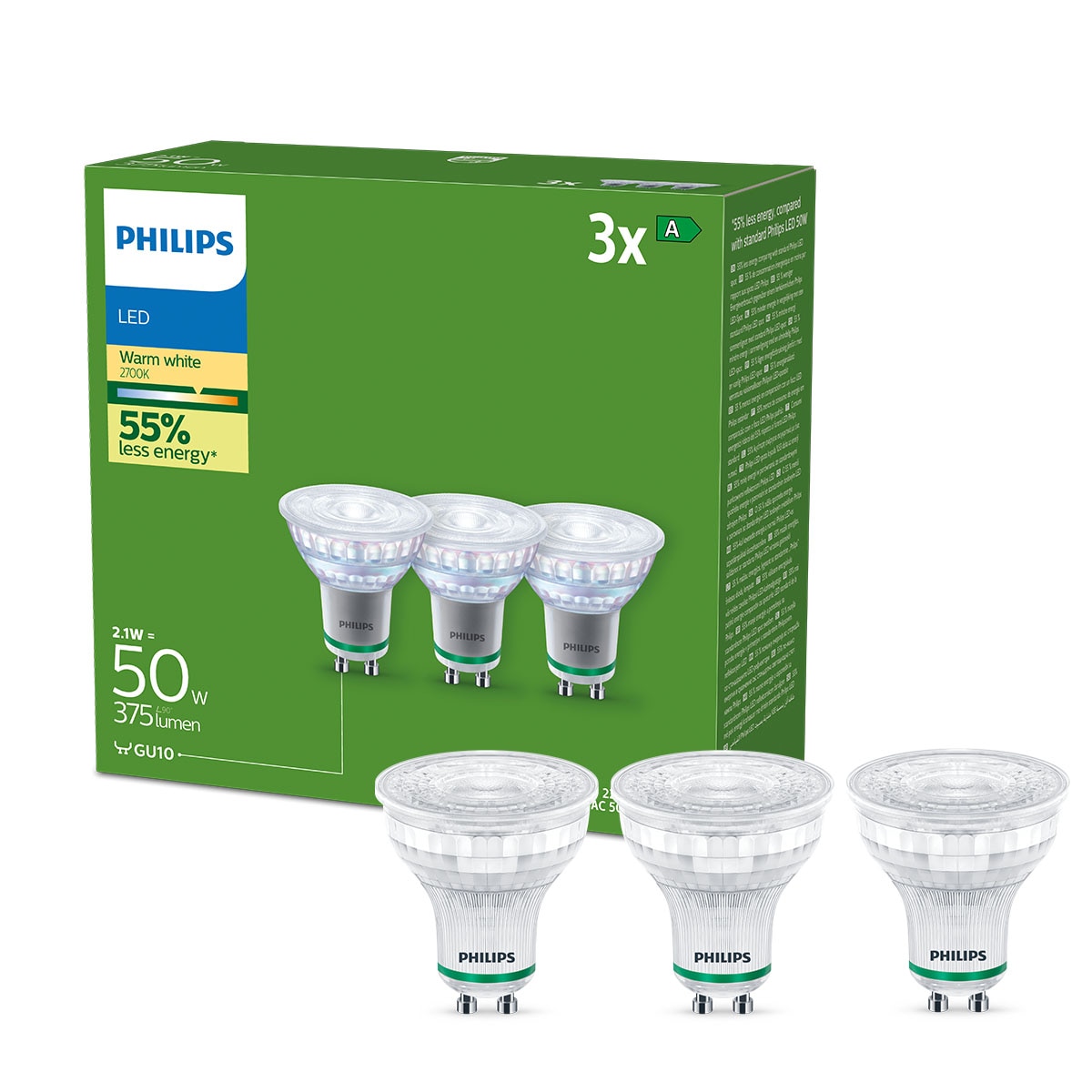 Philips Classic LED Lampe mit 50W, GU10 Sockel, Warmwhite (2700K)