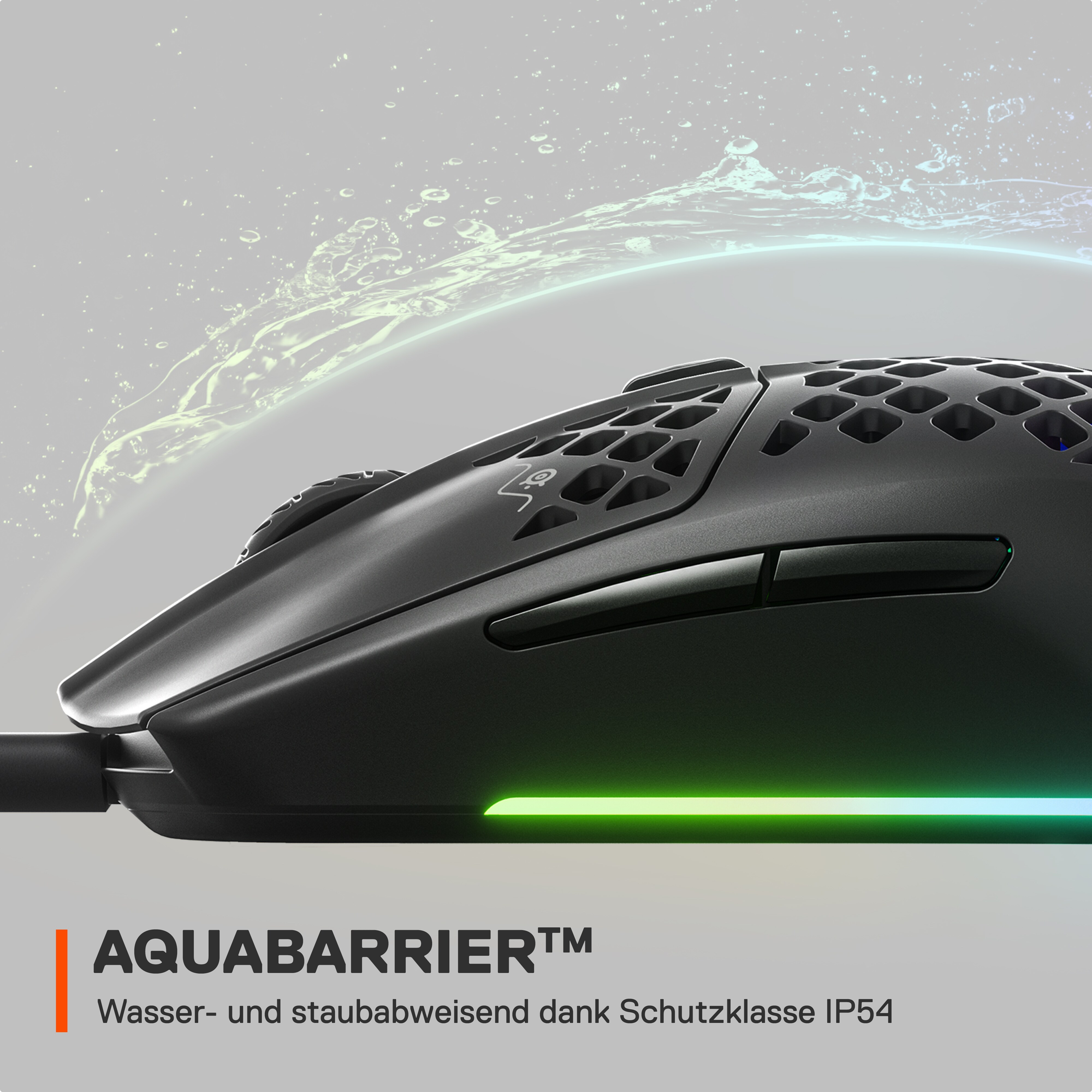 SteelSeries Aerox 3 Kabelgebundene Onyx Gaming Maus mit AquaBarrier™