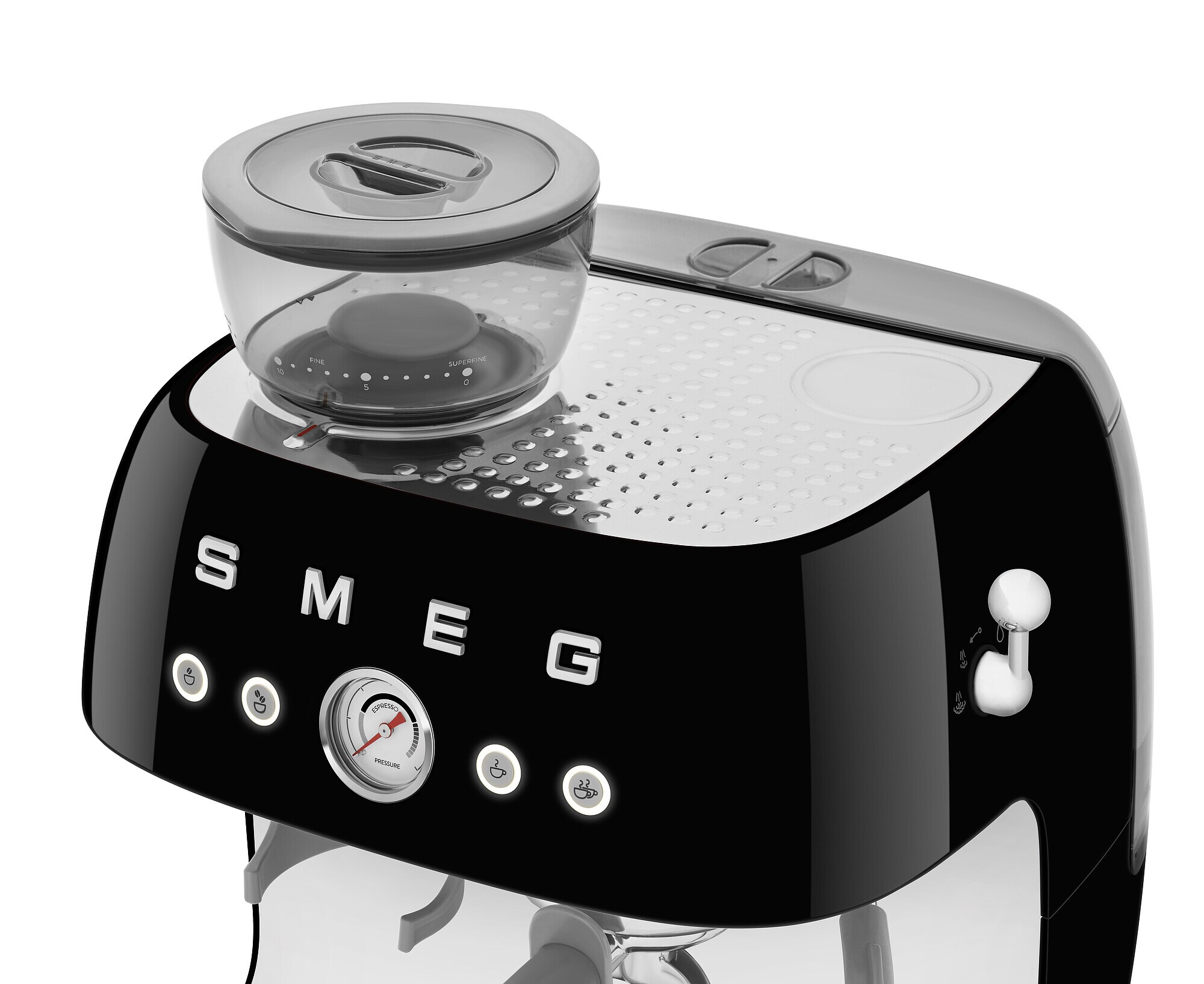 SMEG EGF03BLEU 50s Style Siebträgermaschine mit Kaffeemühle Schwarz