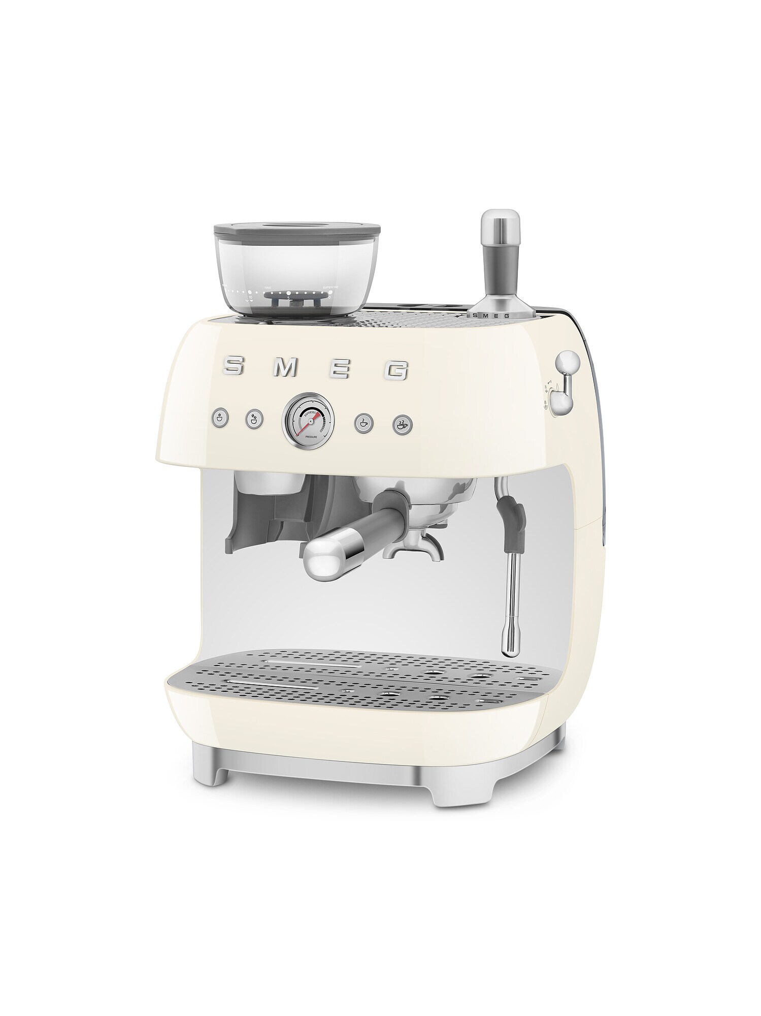 SMEG EGF03CREU 50s Style Siebträgermaschine mit Kaffeemühle Creme