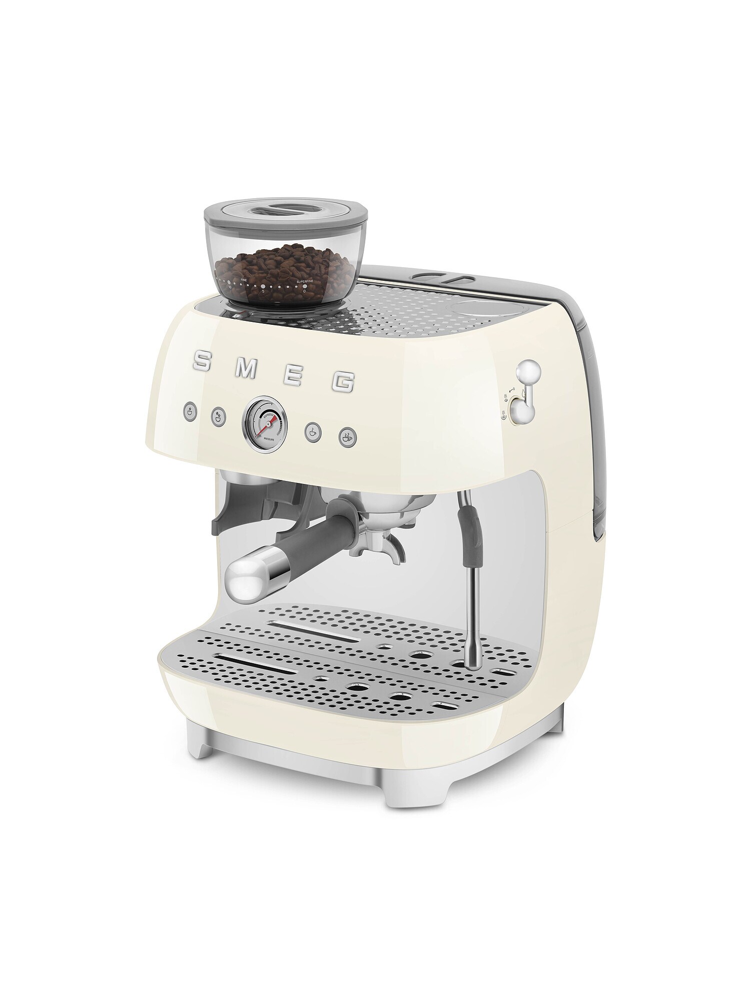 SMEG EGF03CREU 50s Style Siebträgermaschine mit Kaffeemühle Creme