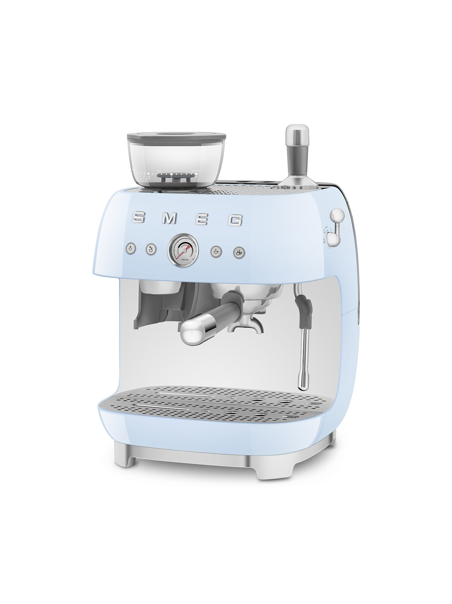 SMEG EGF03PBEU 50s Style Siebträgermaschine mit Kaffeemühle Pastellblau