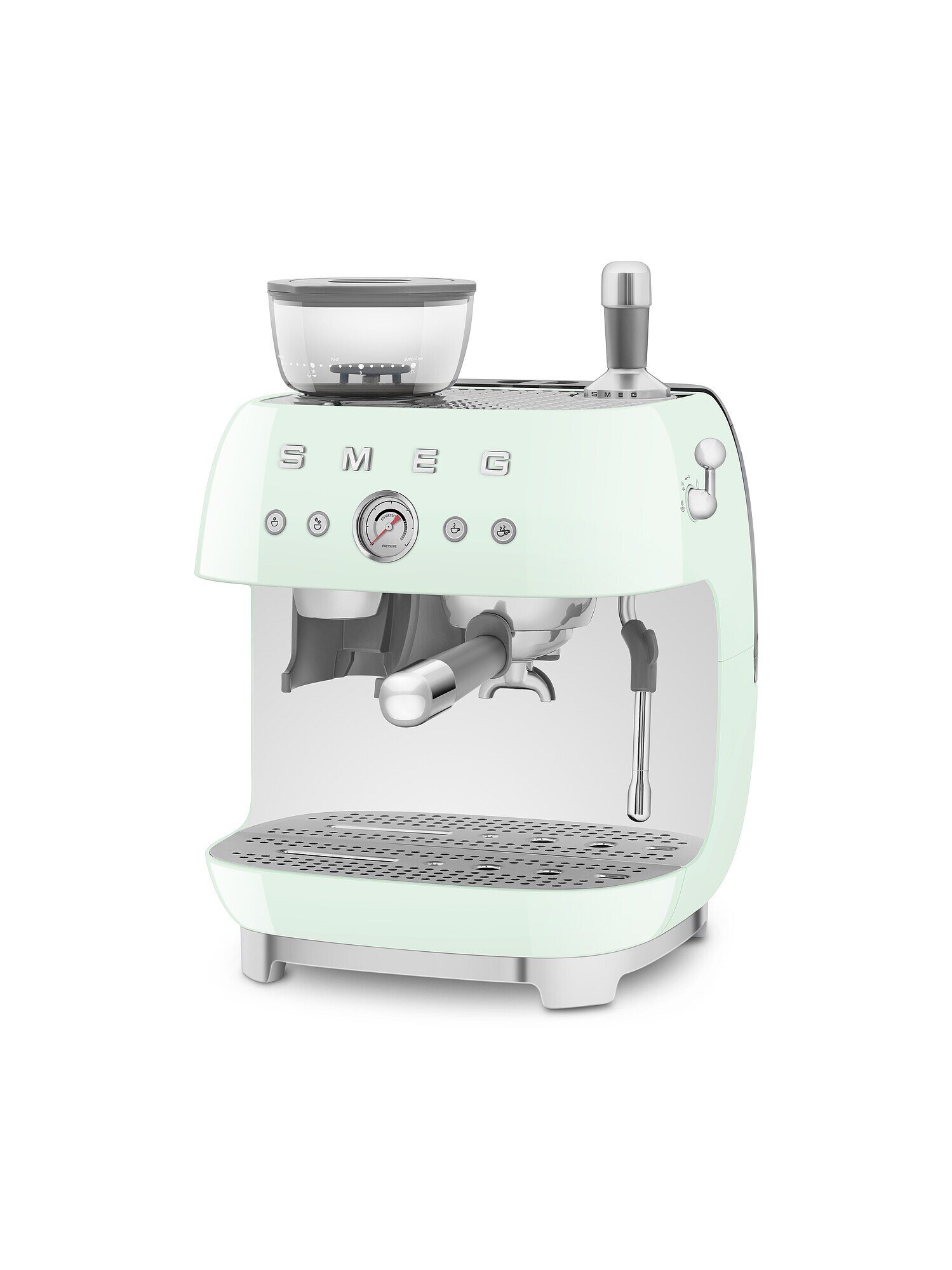 SMEG EGF03PGEU 50s Style Siebträgermaschine mit Kaffeemühle Pastellgrün