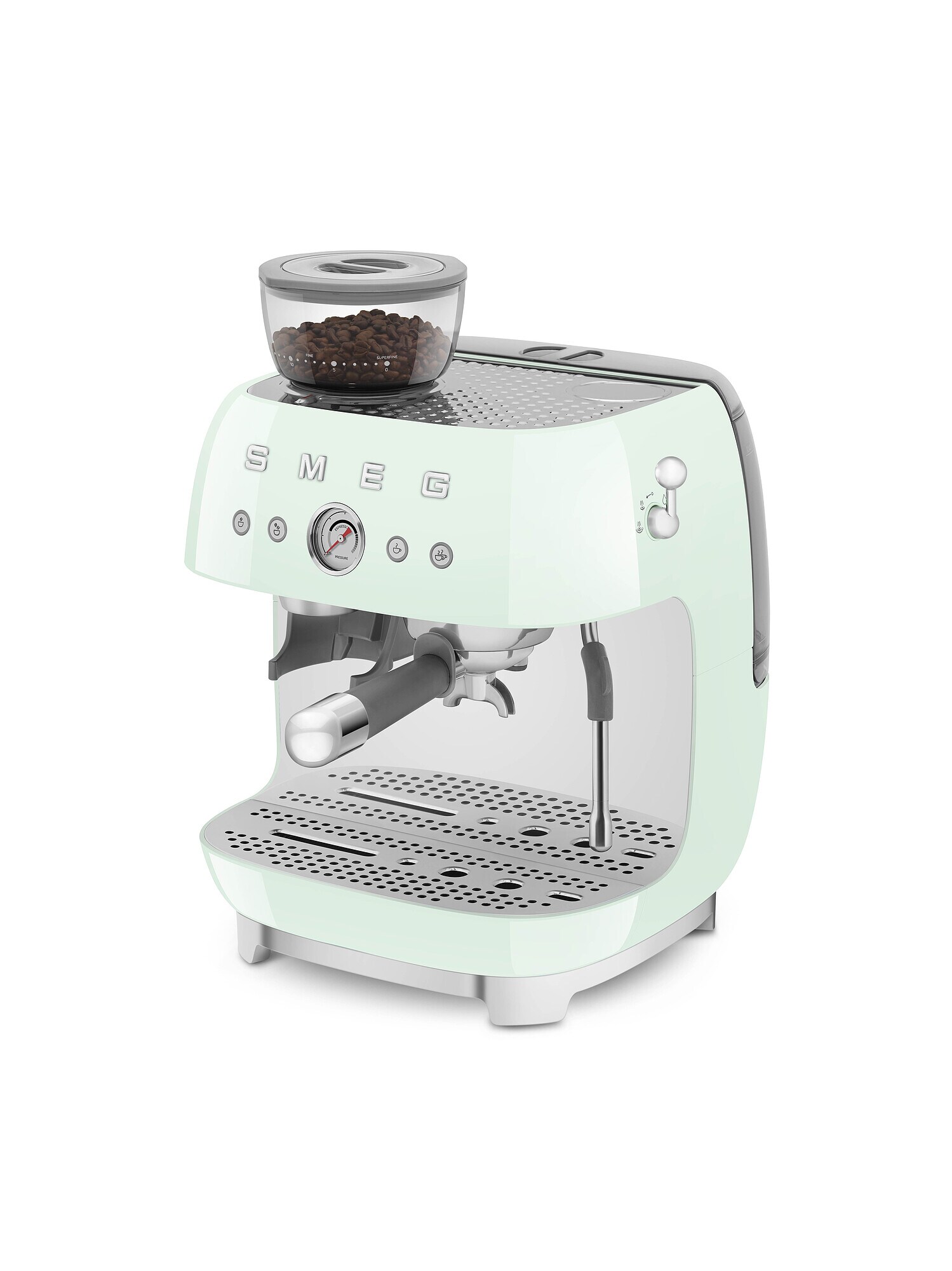 SMEG EGF03PGEU 50s Style Siebträgermaschine mit Kaffeemühle Pastellgrün