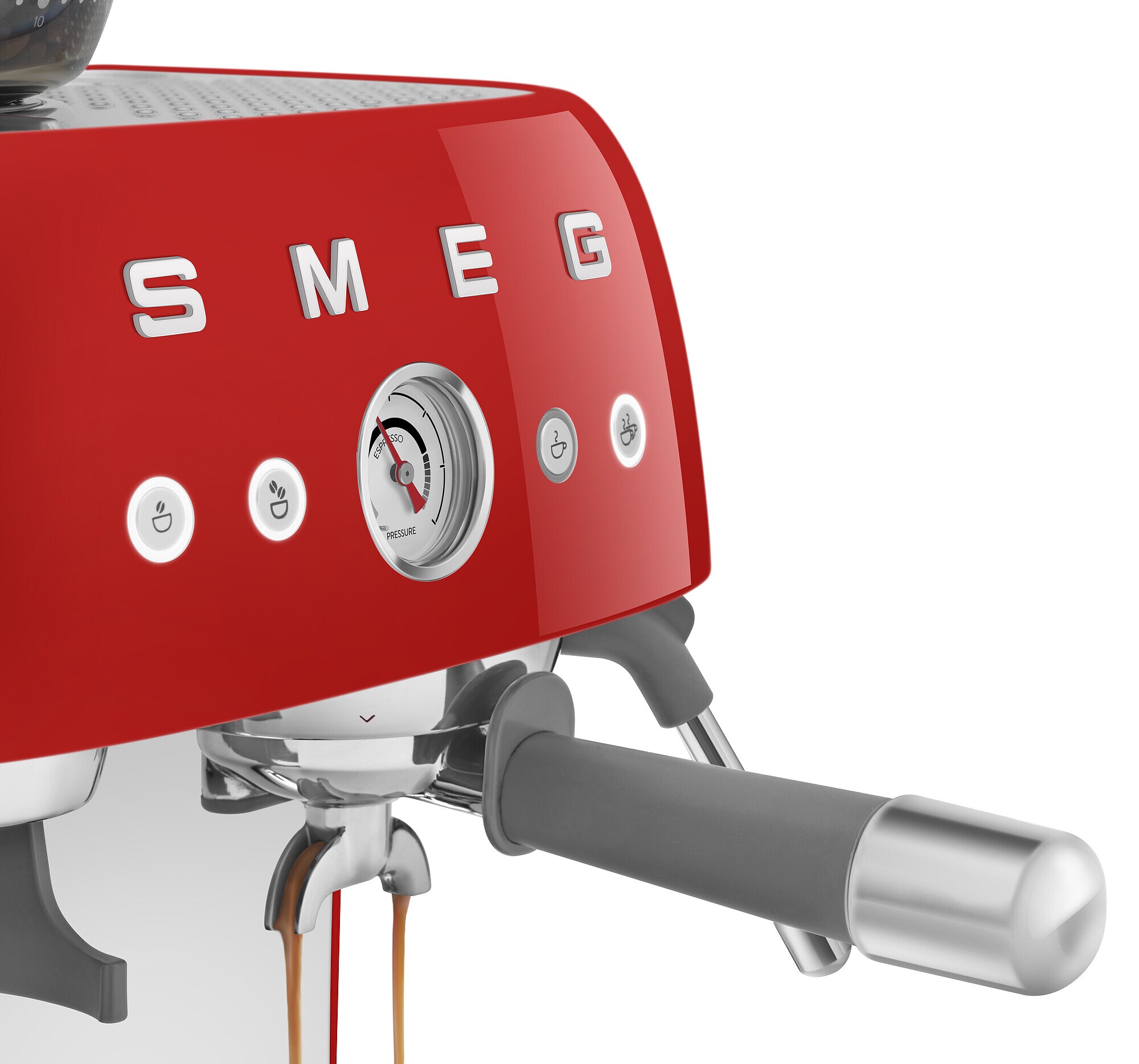 SMEG EGF03RDEU 50s Style Siebträgermaschine mit Kaffeemühle Rot