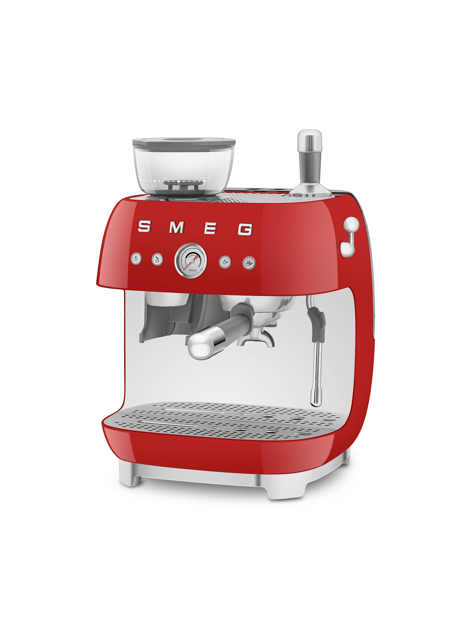 SMEG EGF03RDEU 50s Style Siebträgermaschine mit Kaffeemühle Rot