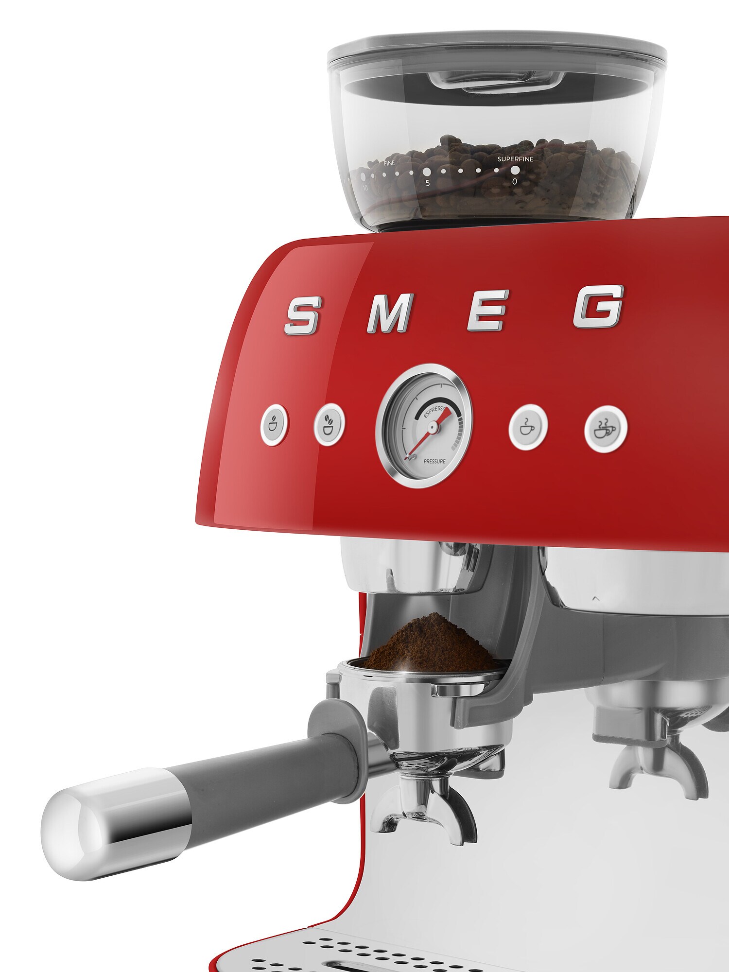 SMEG EGF03RDEU 50s Style Siebträgermaschine mit Kaffeemühle Rot