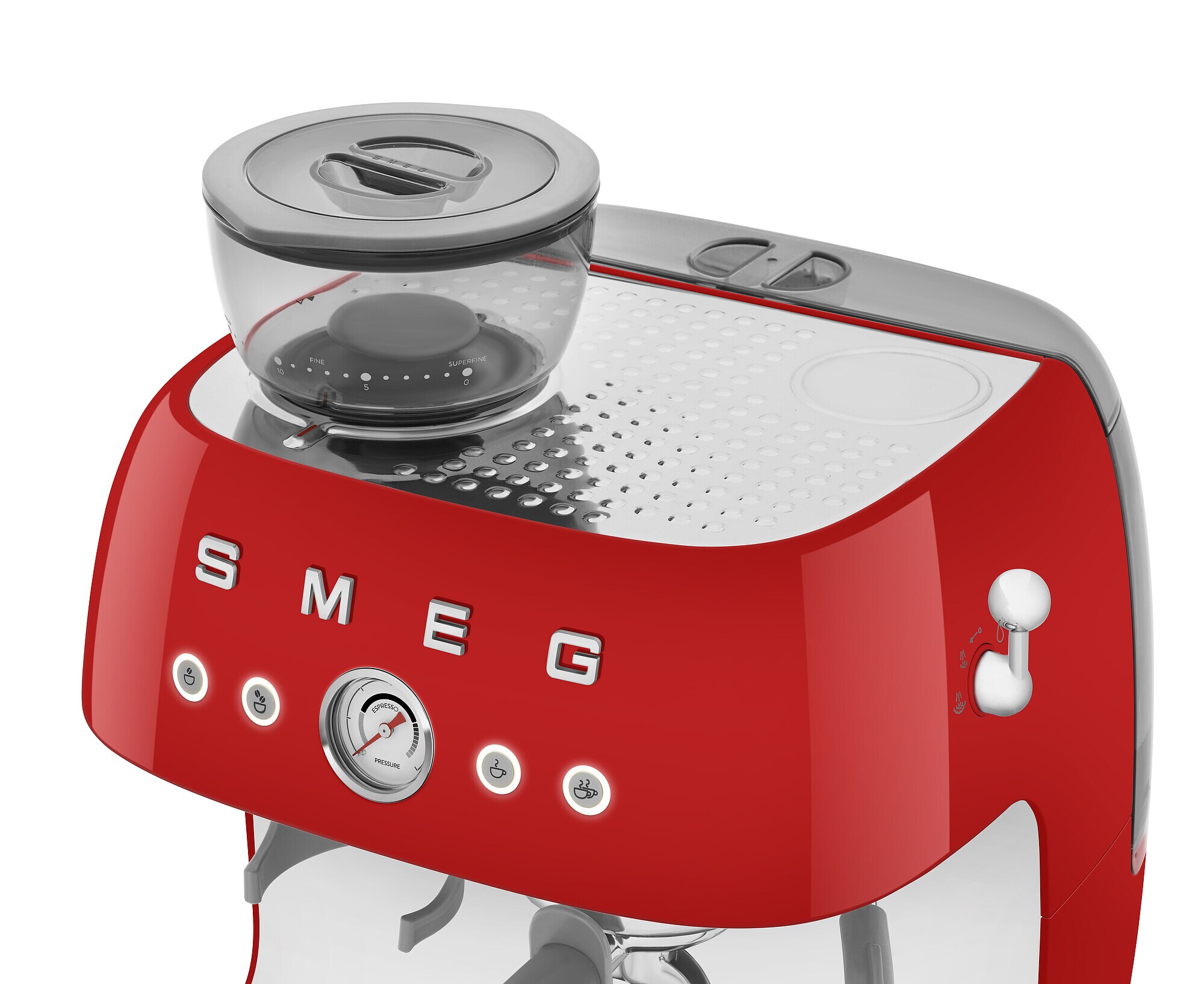 SMEG EGF03RDEU 50s Style Siebträgermaschine mit Kaffeemühle Rot