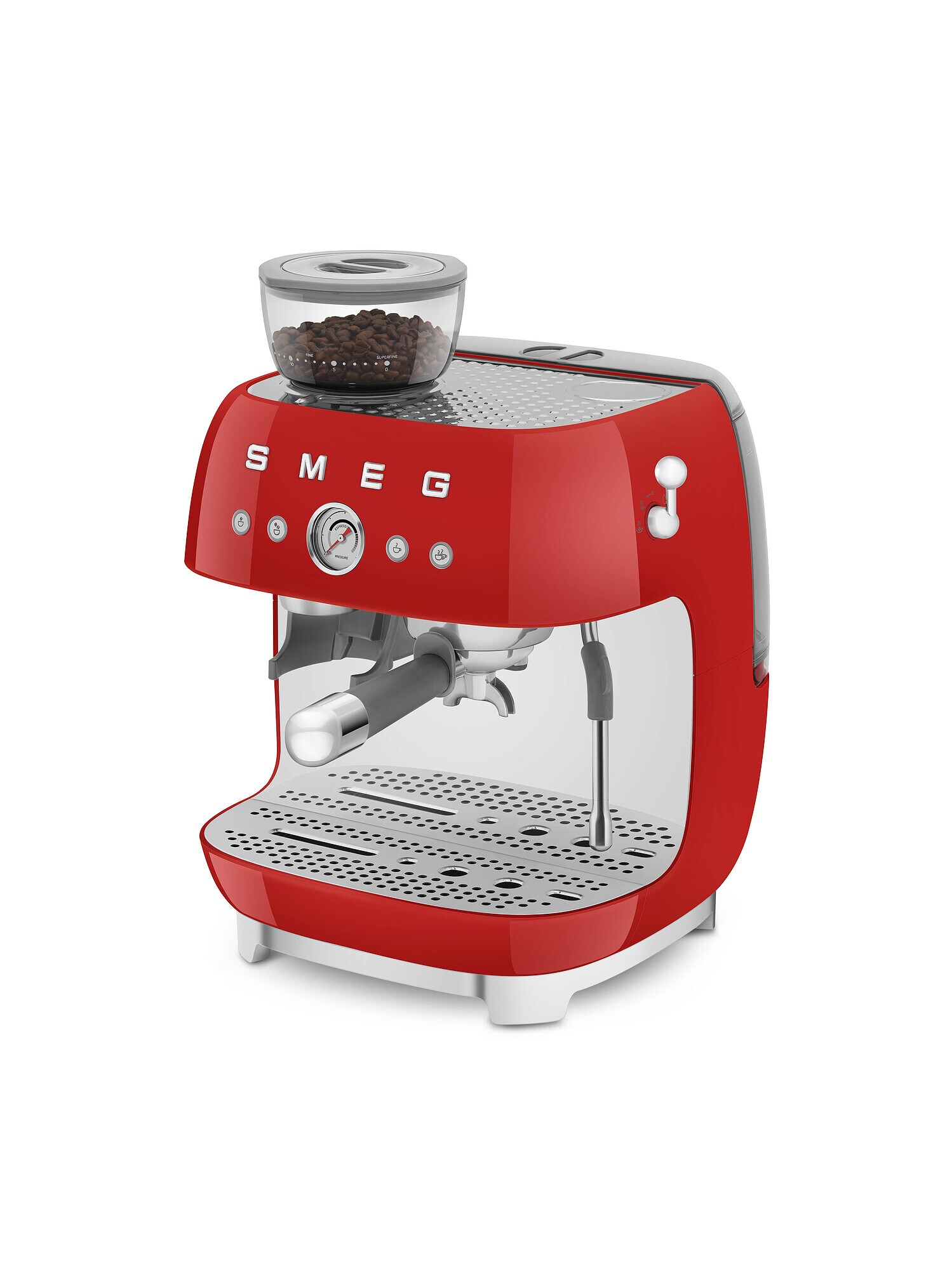 SMEG EGF03RDEU 50s Style Siebträgermaschine mit Kaffeemühle Rot