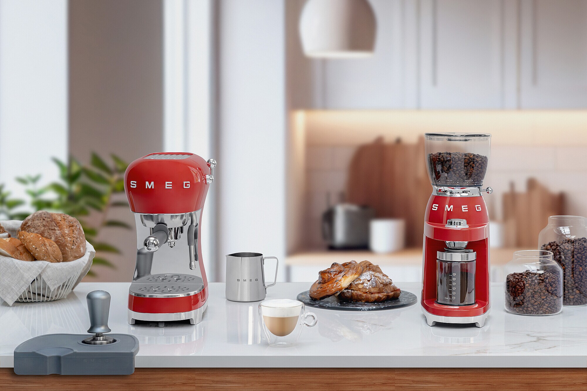 SMEG ECF02RDEU 50s Style Espresso-Kaffemaschine Rot