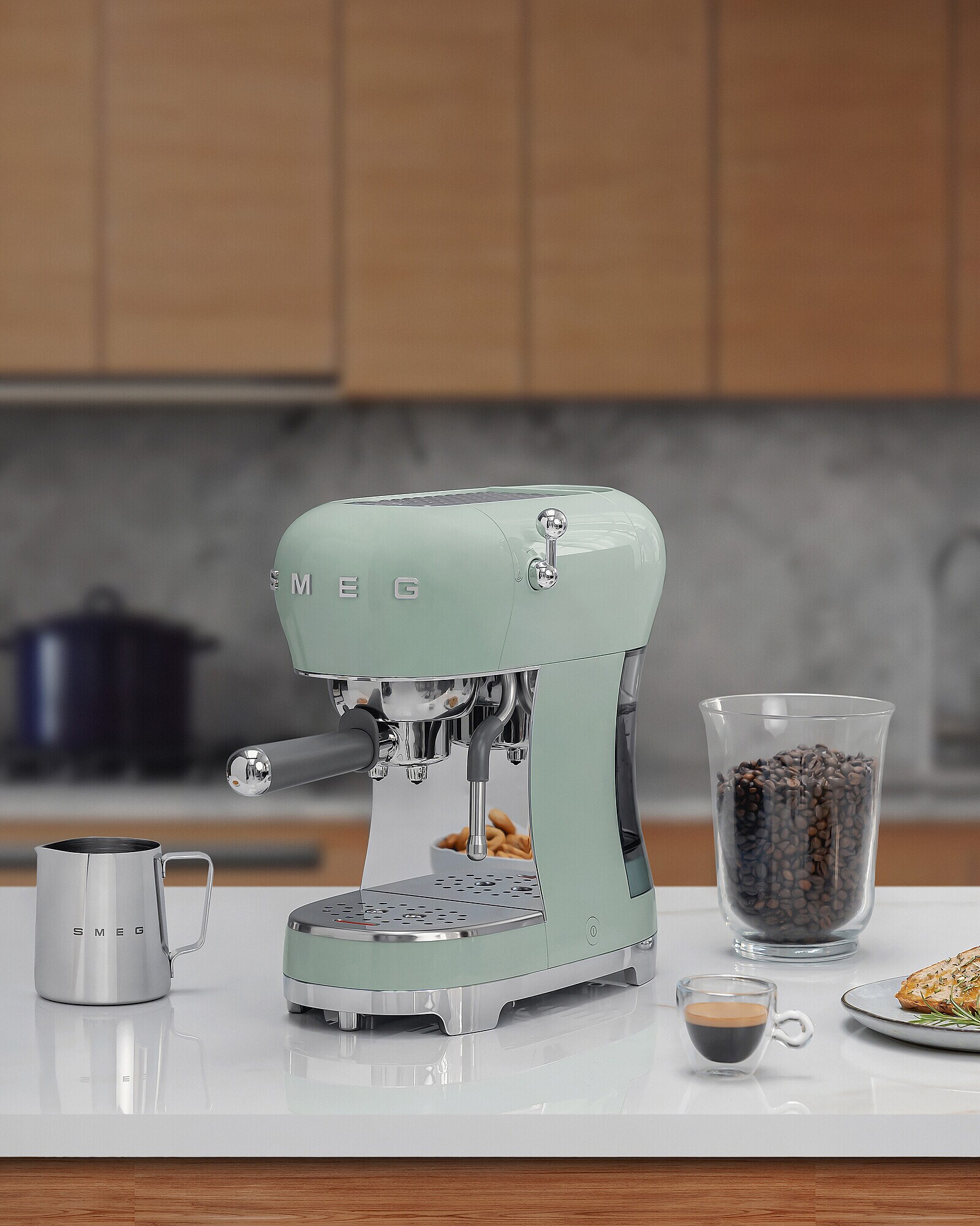 SMEG ECF02PGEU 50s Style Espresso-Kaffemaschine Pastellgrün