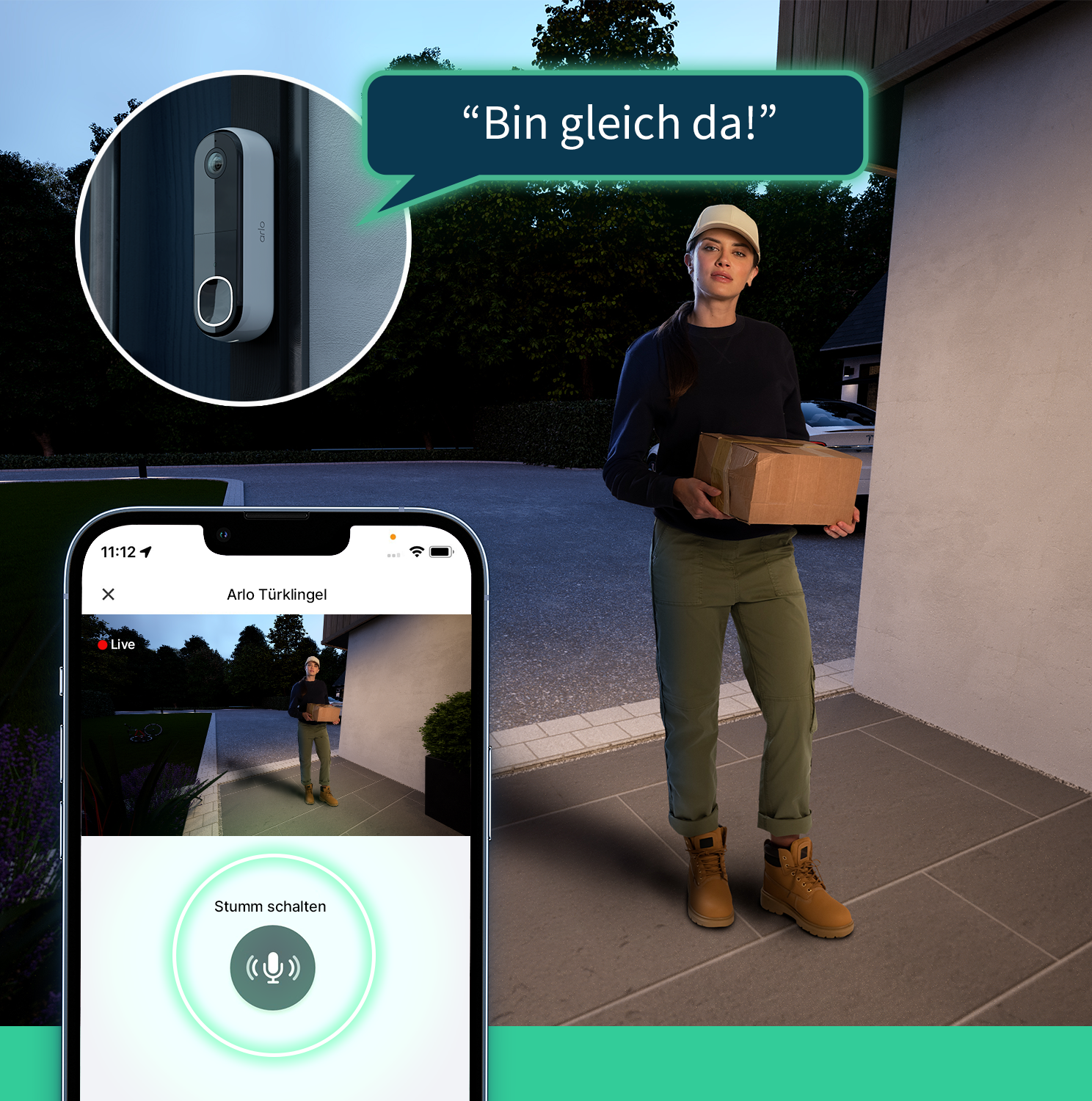 Arlo Essential 2 AVD3001 FHD Video Doorbell Funk-Türklingel WLAN