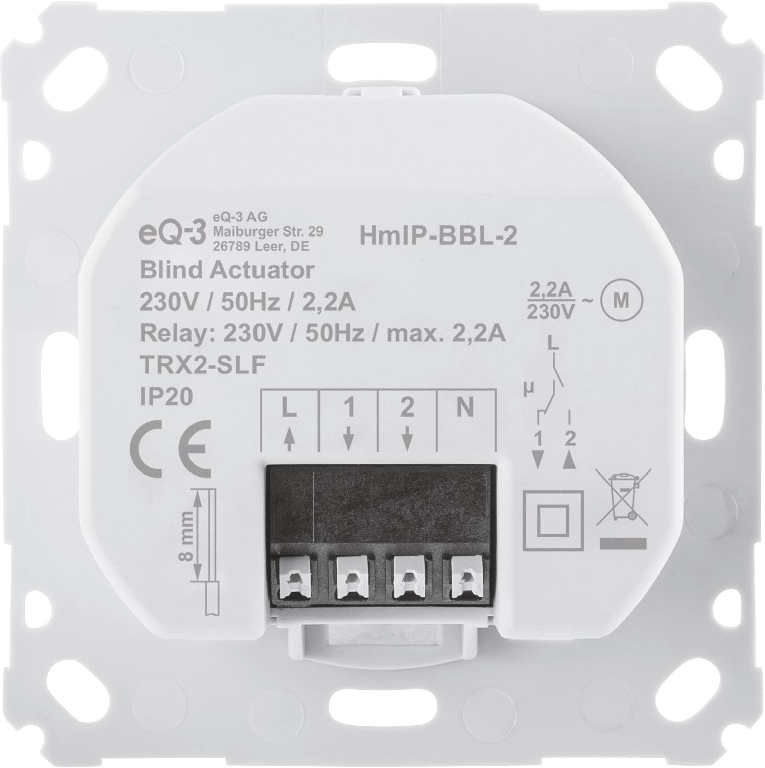 Homematic IP Jalousieaktor für Markenschalter HmIP-BBL-2 - Unterputz