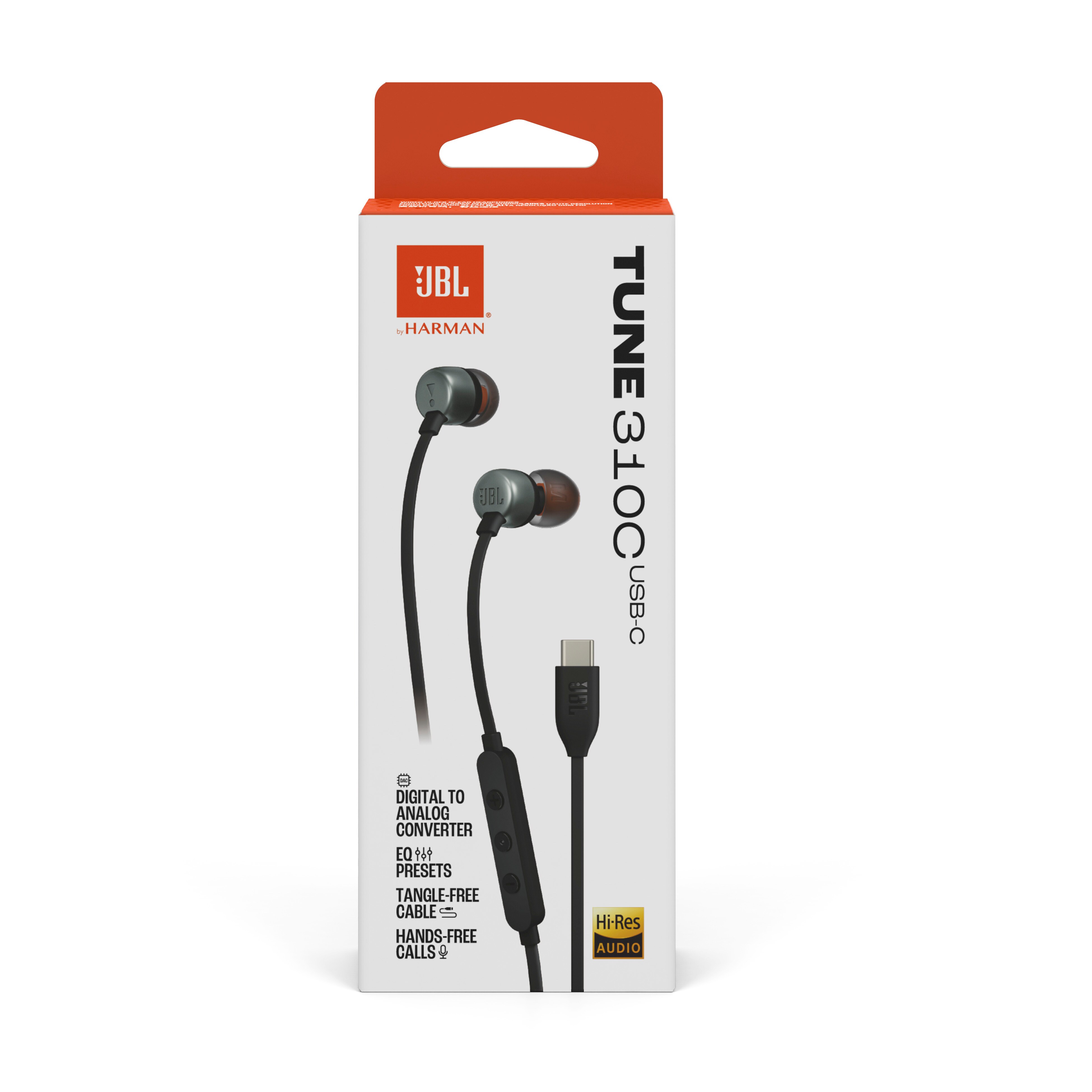 JBL Tune 310C, In-Ear Wired USB-C Headphone with High Resolution, Black