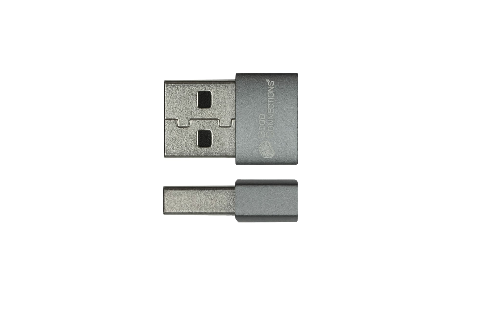 Good Connections Adapter USB 2.0 Stecker A an USB-C Buchse, Aluminium grau