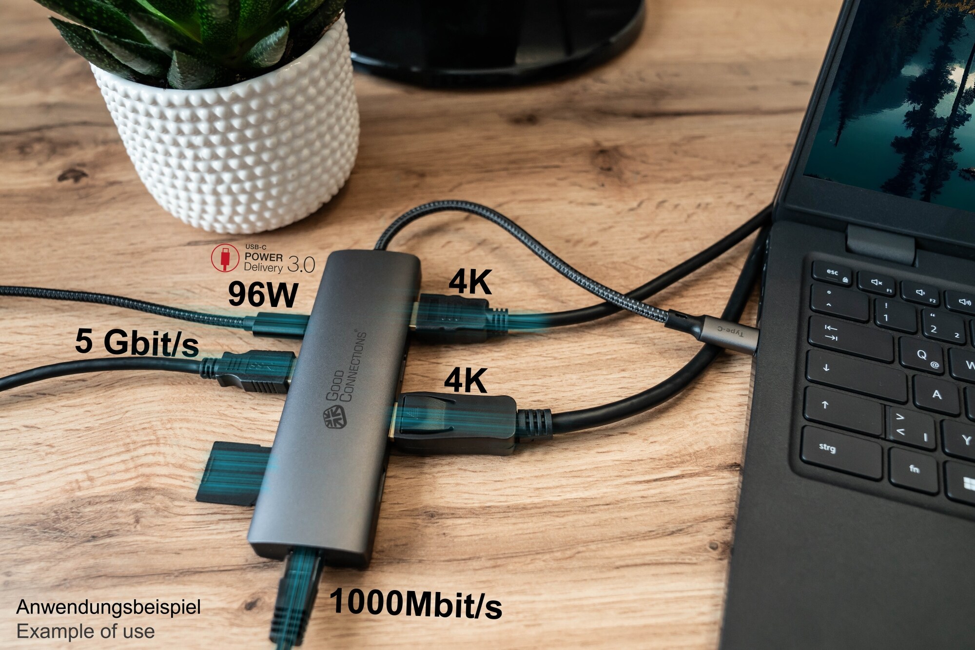 Good Connections USB-C-Hub (10-Port), 2x HDMI 2.0, 1x DP, 1x USB-C PD 96W