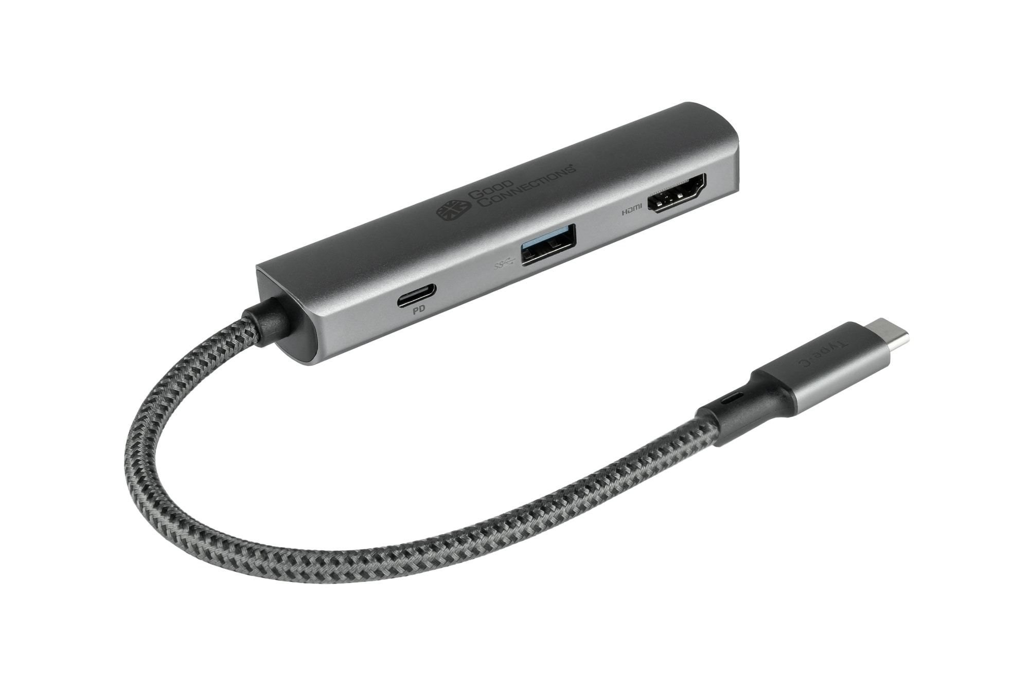 Good Connections USB-C™-Hub (3-Port), 1x HDMI 2.0, 1x USB-C™ (PD 94W), USB 3.0 A