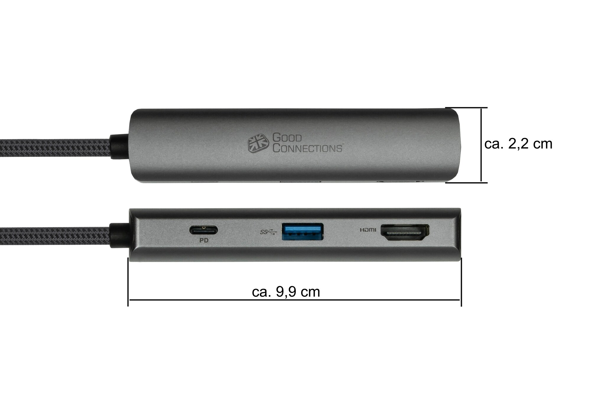 Good Connections USB-C™-Hub (3-Port), 1x HDMI 2.0, 1x USB-C™ (PD 94W), USB 3.0 A