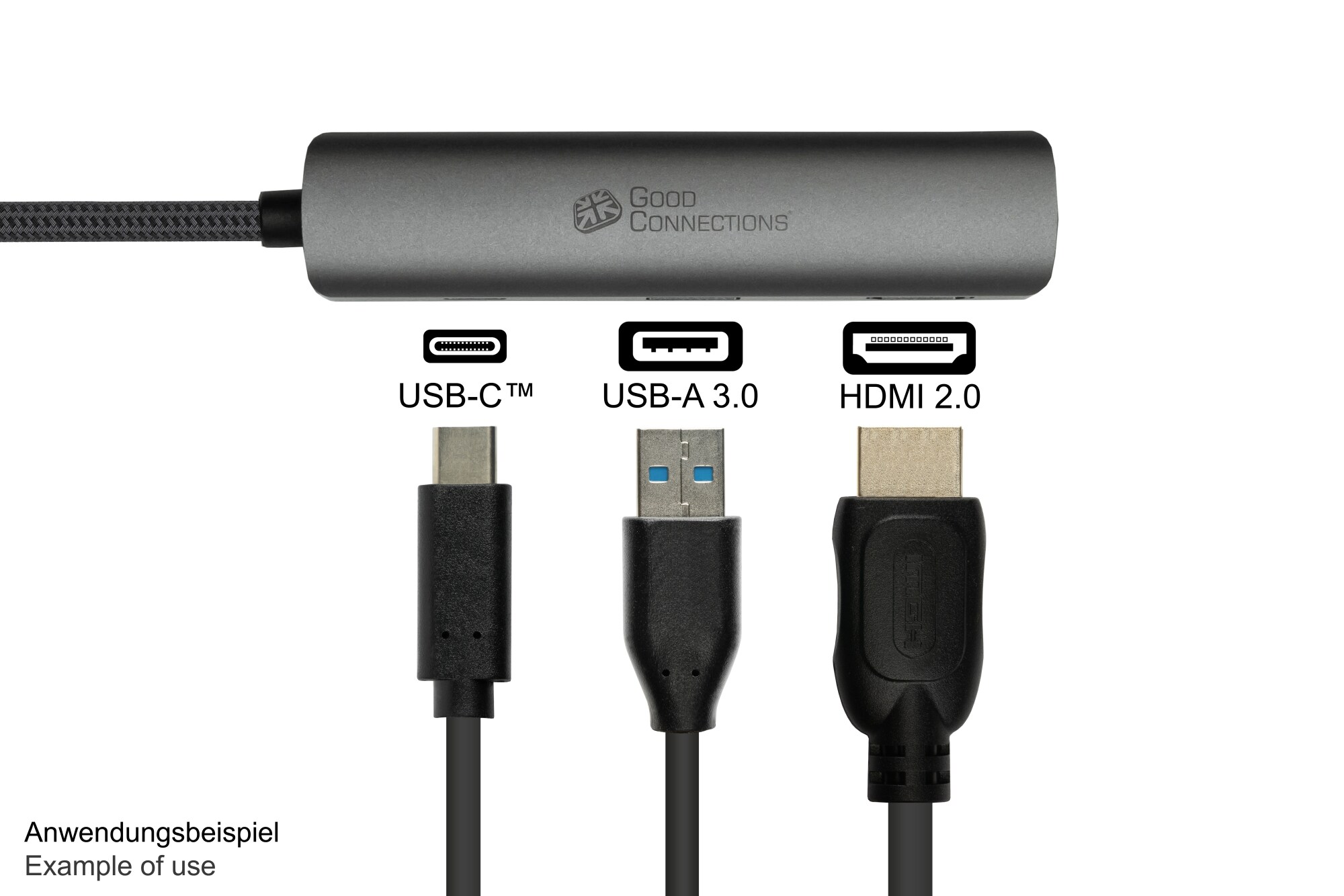 Good Connections USB-C™-Hub (3-Port), 1x HDMI 2.0, 1x USB-C™ (PD 94W), USB 3.0 A