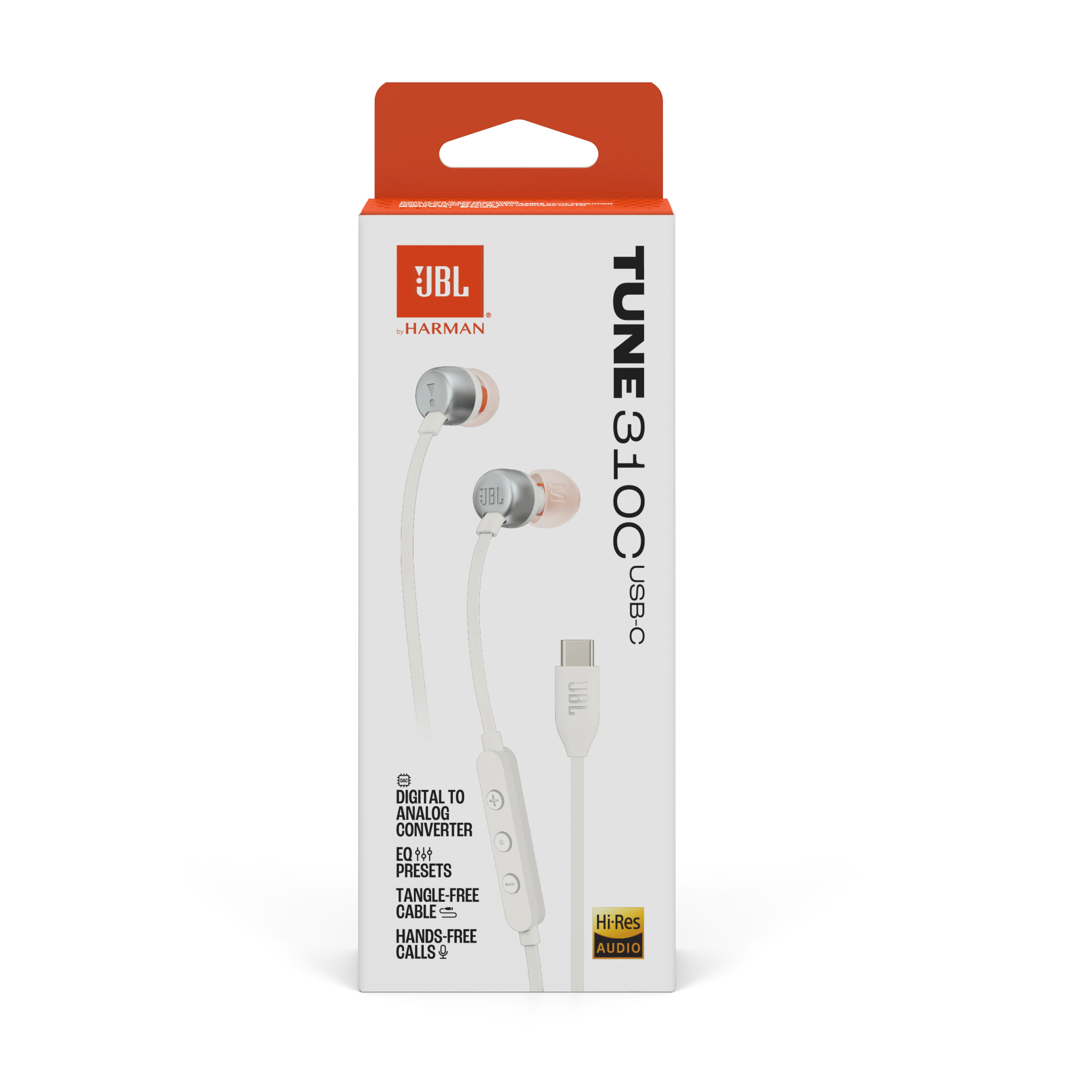 JBL Tune 310C, In-Ear Wired USB-C Headphone with High Resolution, white