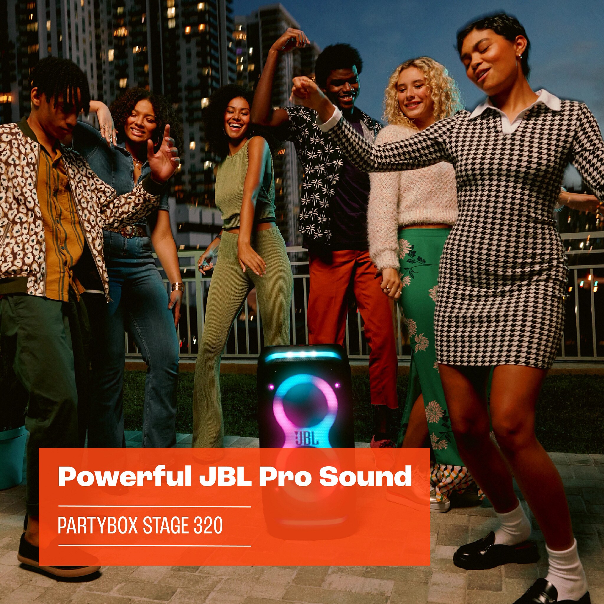 JBL PartyBox STAGE 320 Bluetooth-Lautsprecher schwarz mit Akku und Lichteffekten