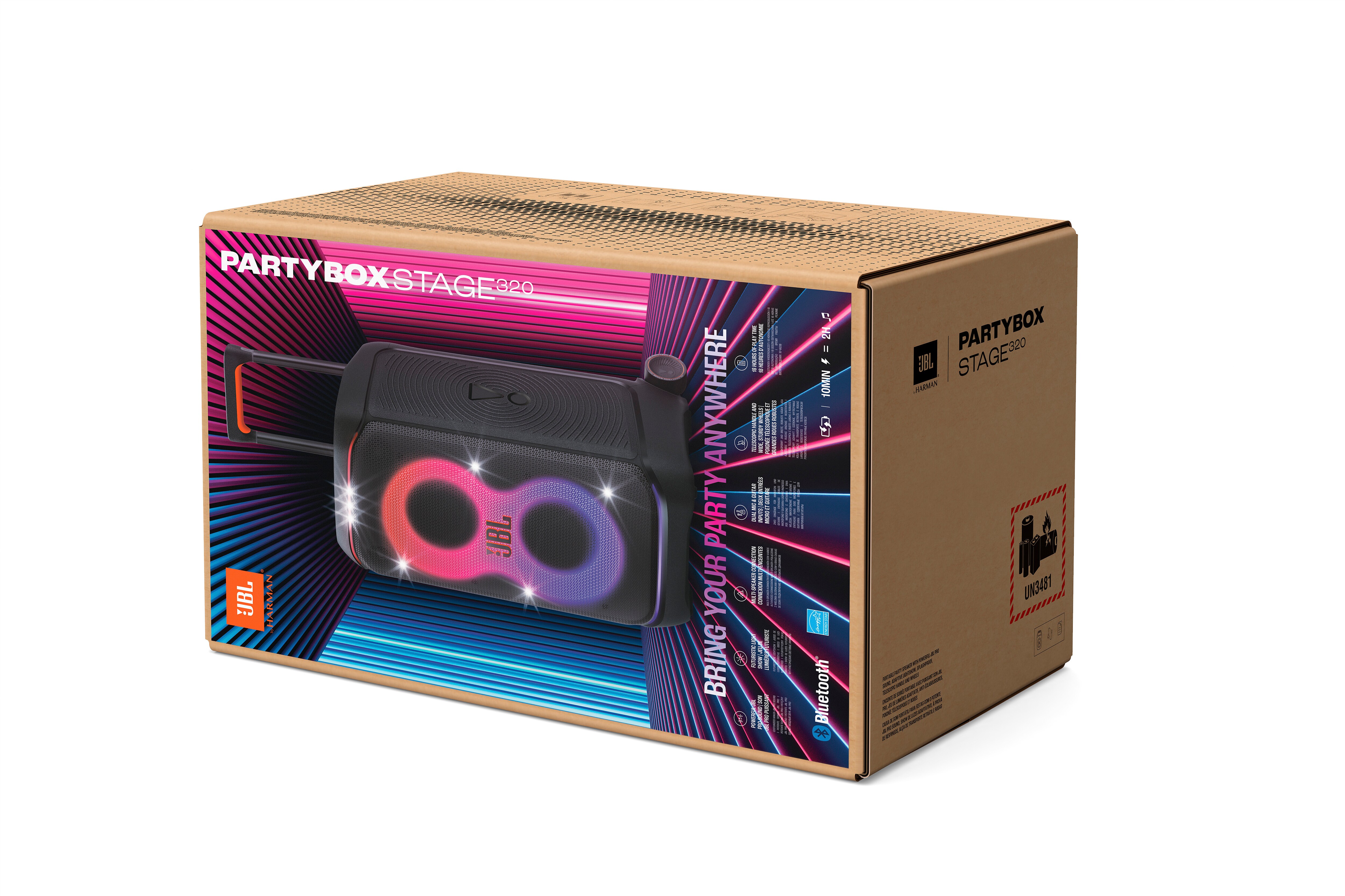 JBL PartyBox STAGE 320 Bluetooth-Lautsprecher schwarz mit Akku und Lichteffekten