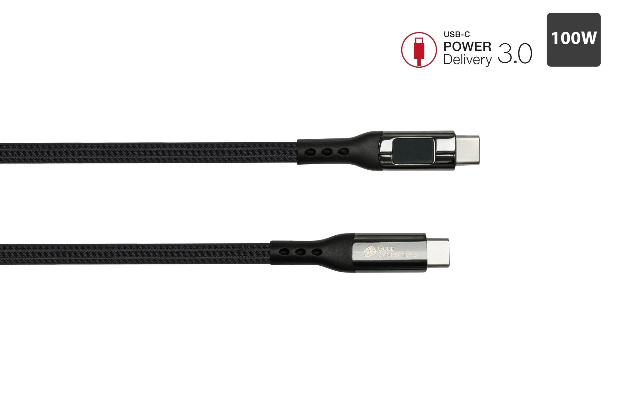 Good Connections USB 2.0 Lade- und Datenkabel (100W) mit Digitalanzeige USB-C