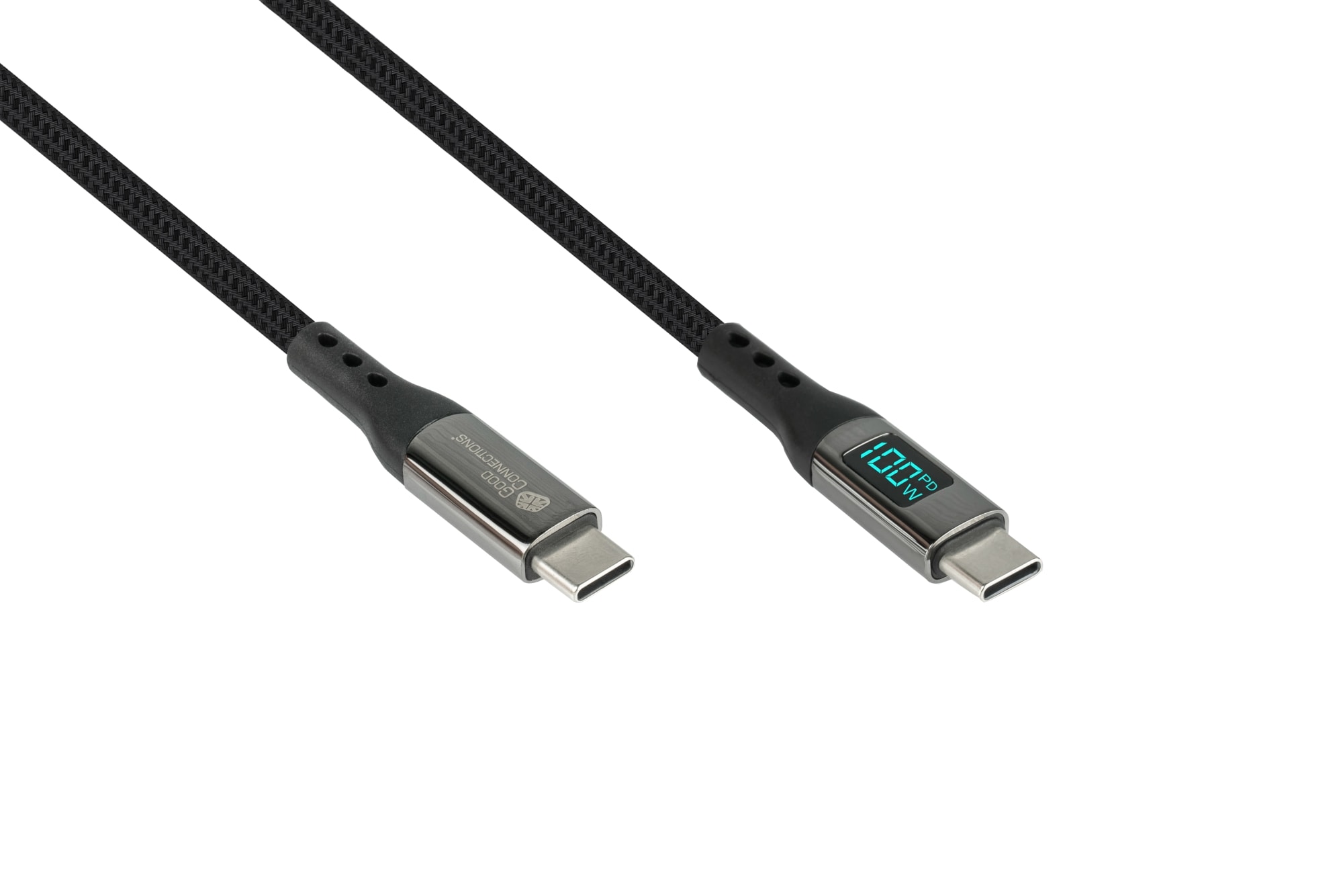 Good Connections USB 2.0 Lade- und Datenkabel (100W) mit Digitalanzeige USB-C