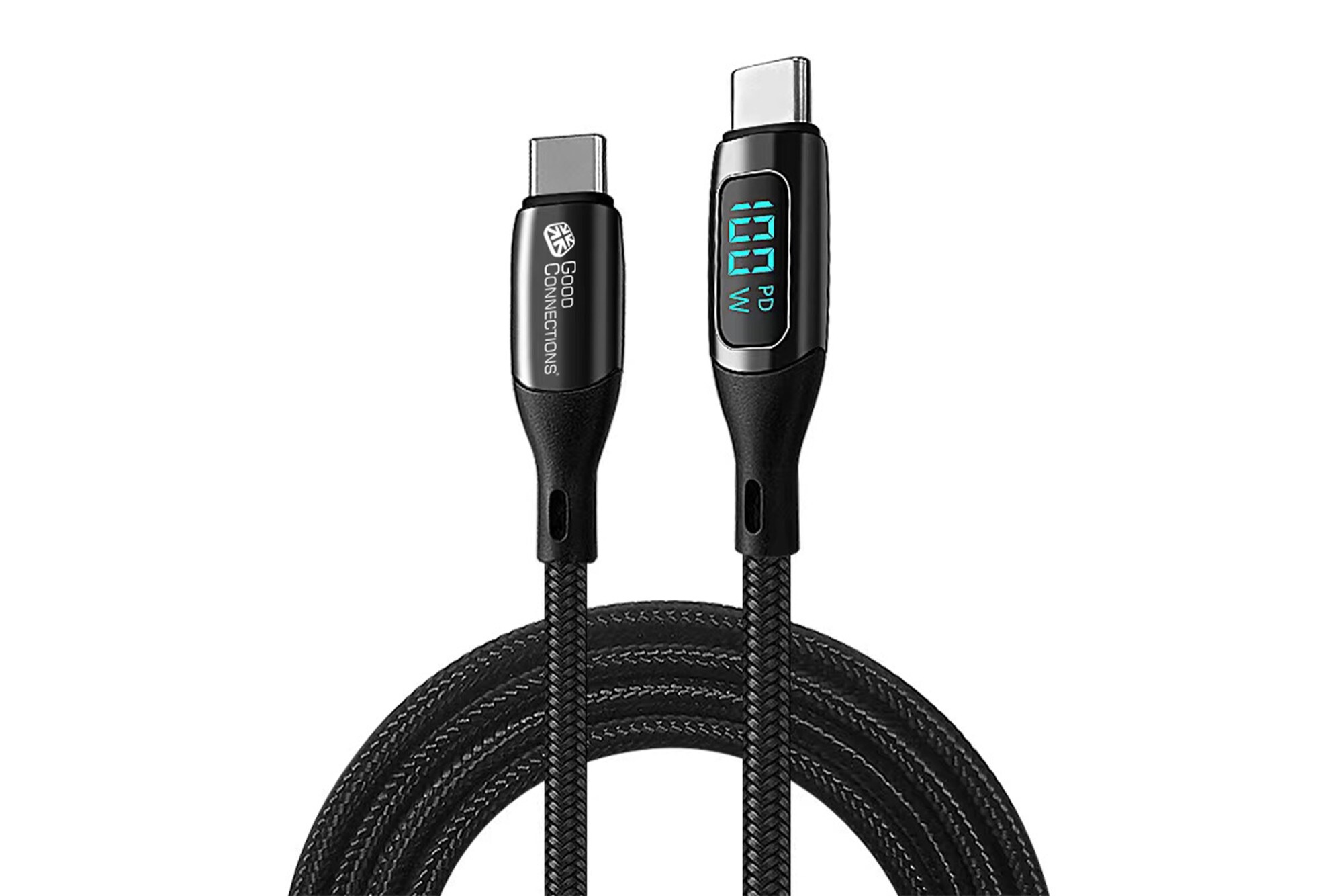 Good Connections USB 2.0 Lade- und Datenkabel (100W) mit Digitalanzeige USB-C