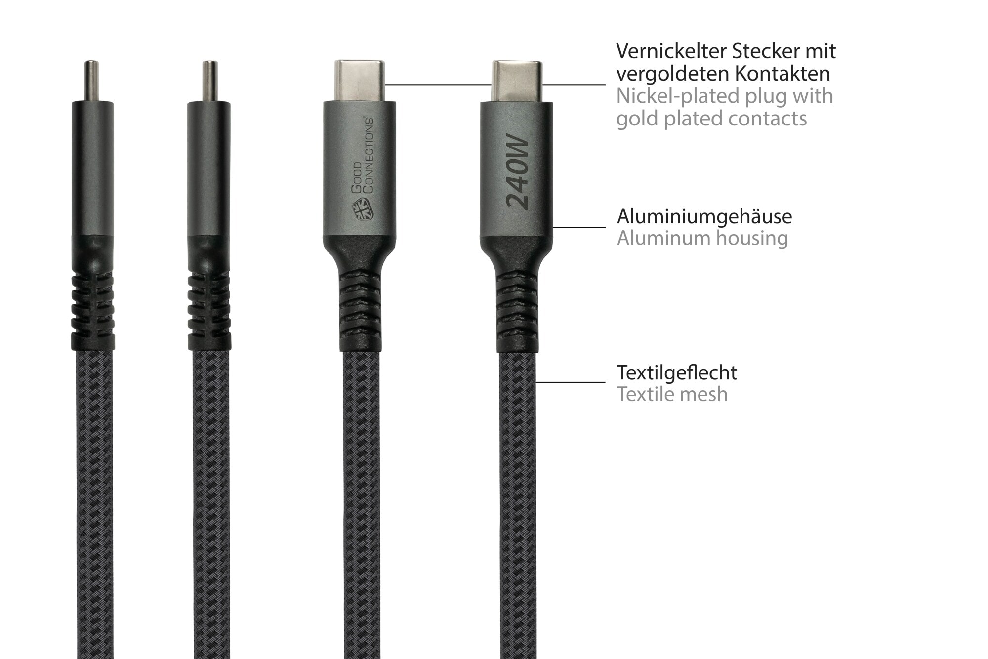 Good Connections USB 2.0 Lade- und Datenkabel (240W) USB-C St./ USB-C St. 1m