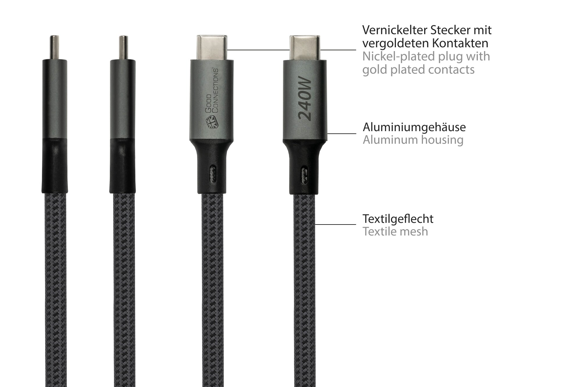 Good Connections USB 4.0 Kabel (40GBit/s, 240W, 8K@60Hz) USB-C St./St. 1,8m