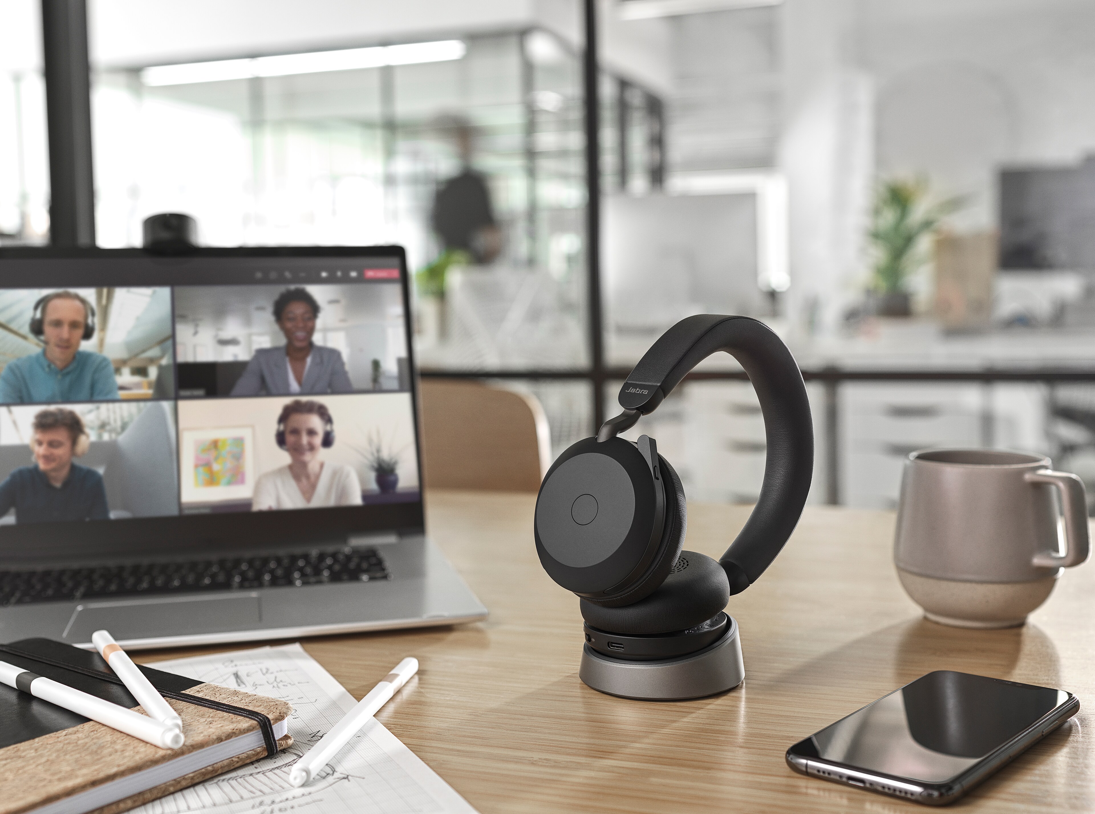 Jabra Evolve2 75 Schwarz - USB-C, MS-Teams inkl. Ladestation