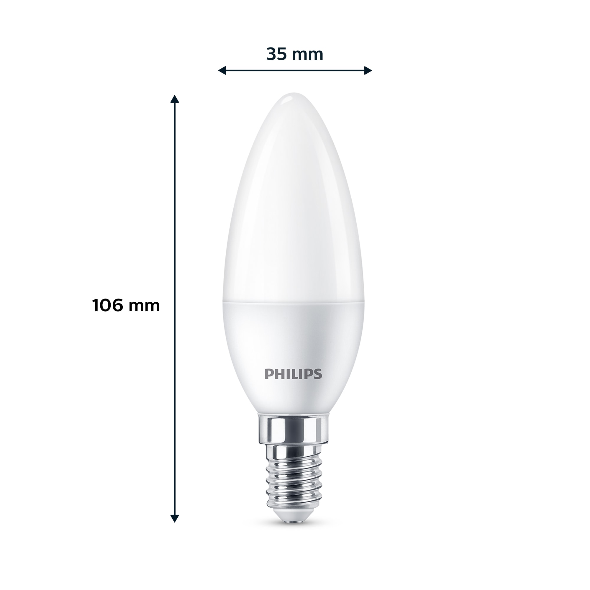 Philips LED Kerzenlampe mit 40W, E14 Sockel, Klar, Warmwhite (2700K) 6er Pack