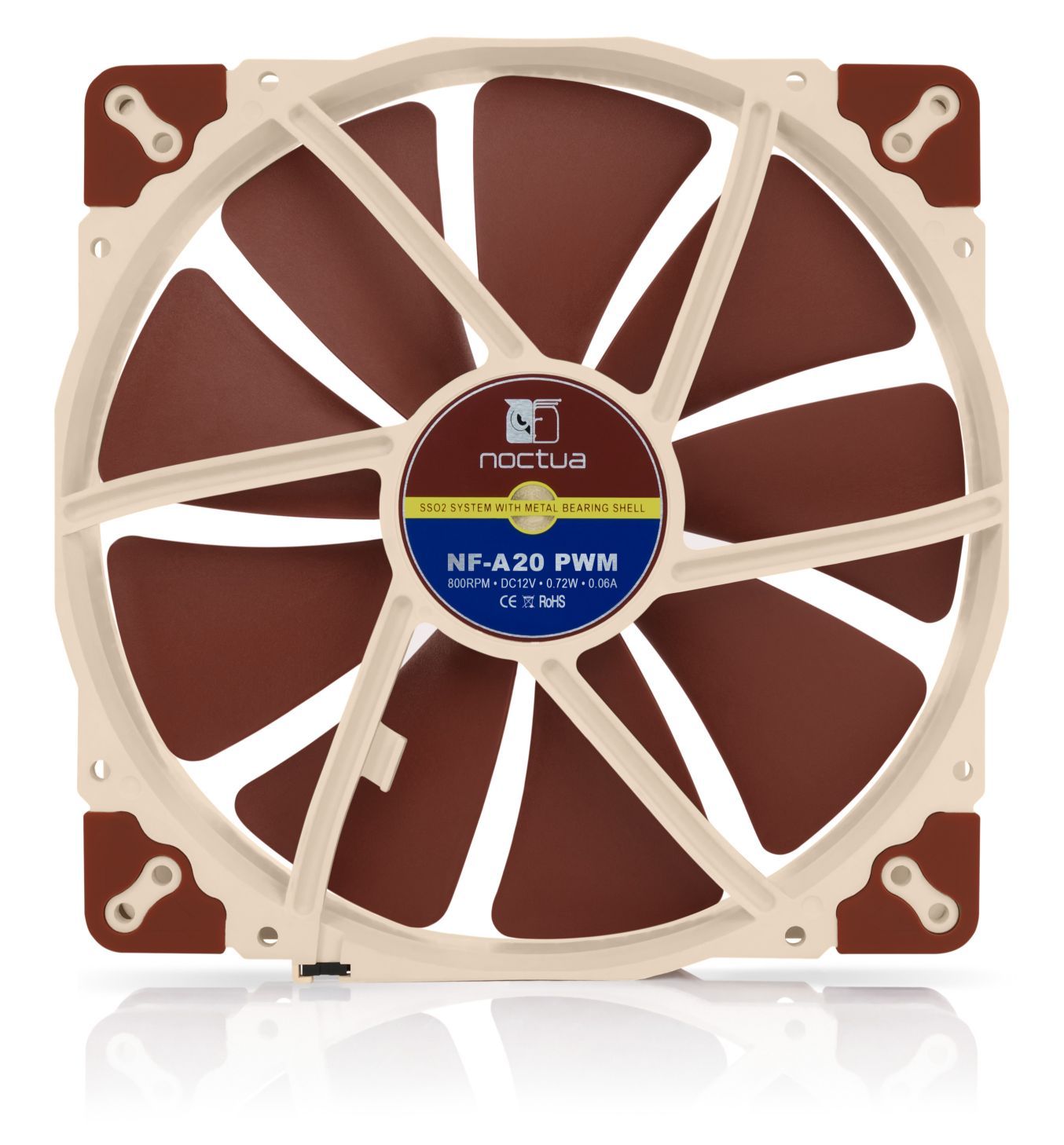 Noctua NF-A20 PWM 200x200x30mm, 4-Pin PWM (800rpm, 18,1dB(A), 146,9m³/h)