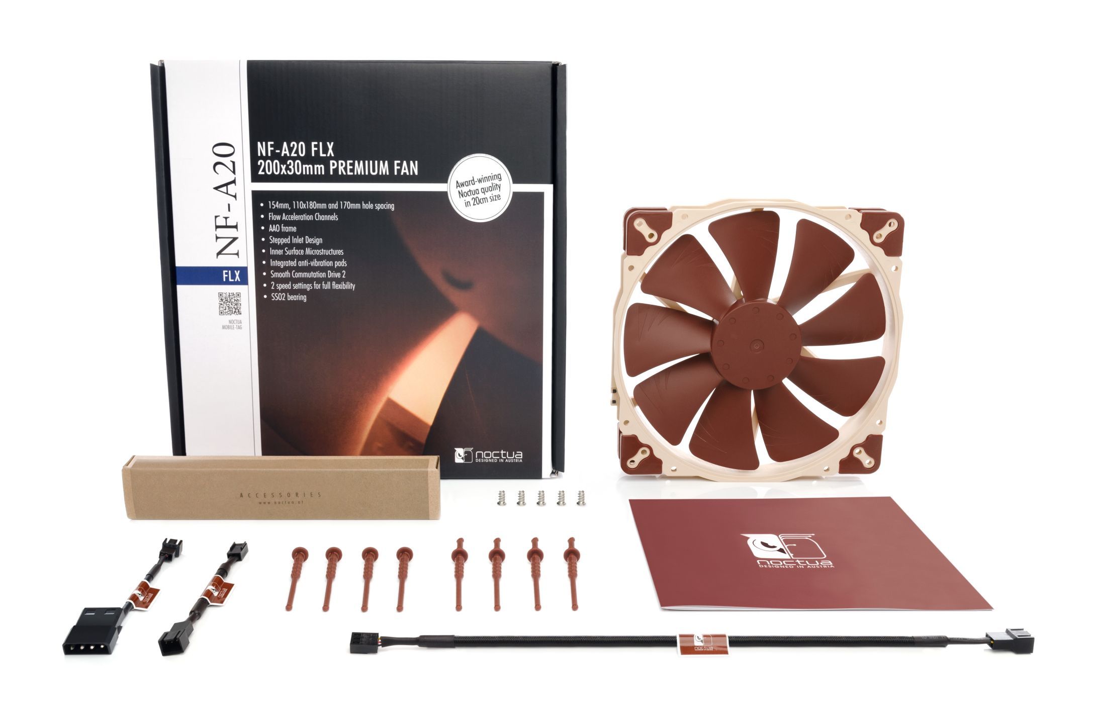 Noctua NF-A20 FLX 200x200x30mm, 3-Pin (800rpm, 18,1dB(A), 146,9m³/h)