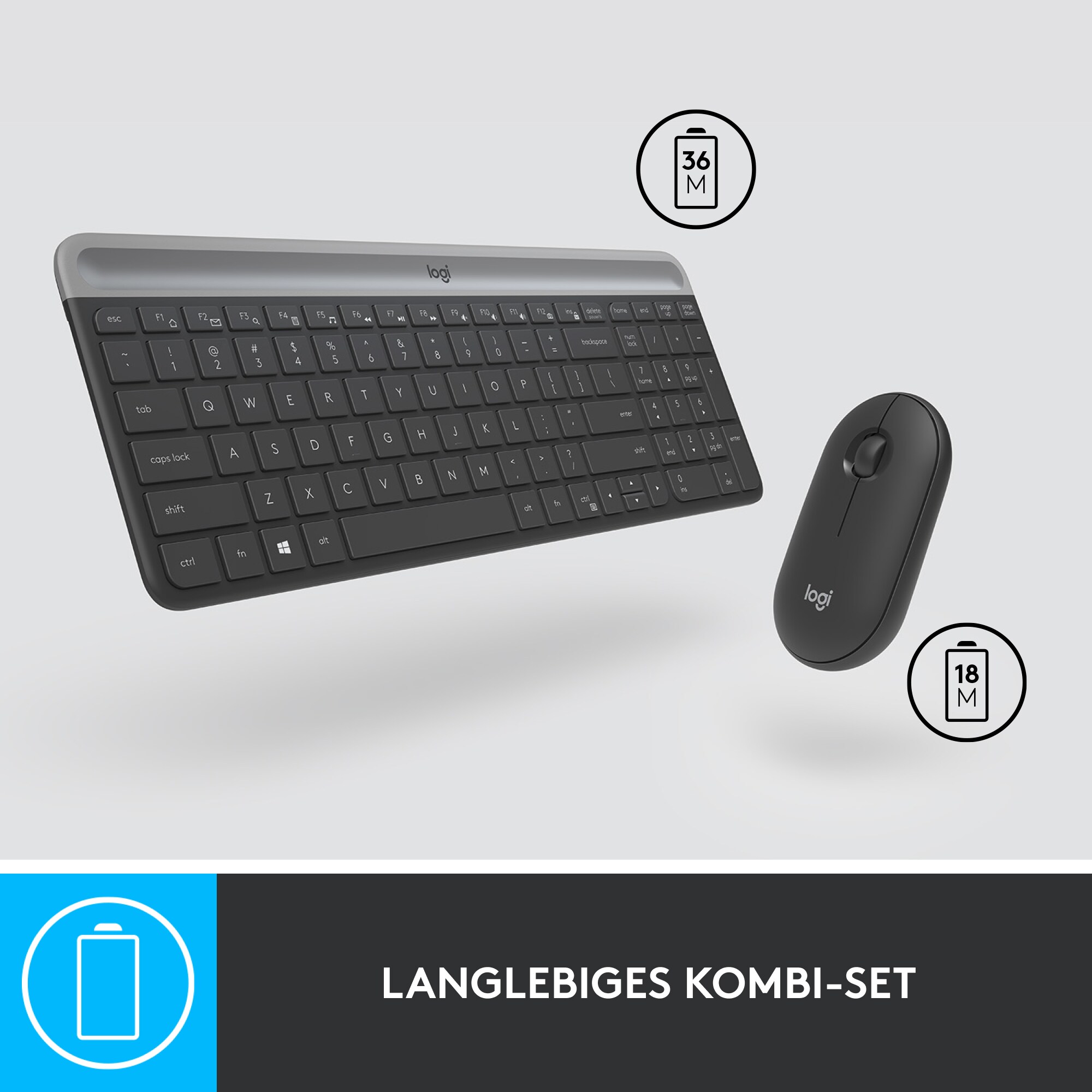 Logitech MK470 Kabellose Maus-Tastaturkombination Schwarz