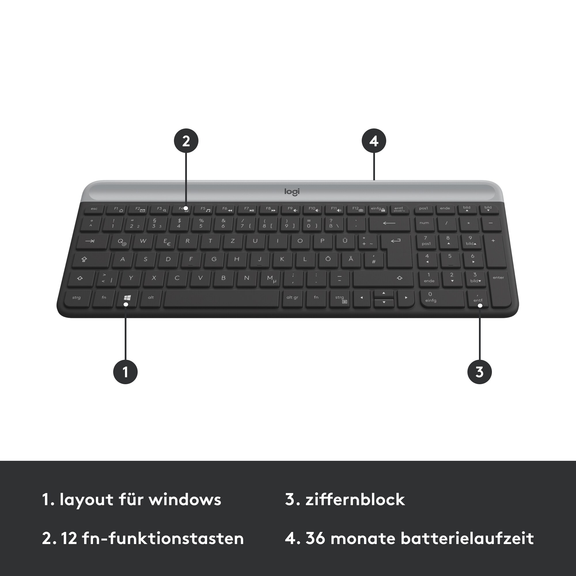 Logitech MK470 Kabellose Maus-Tastaturkombination Schwarz