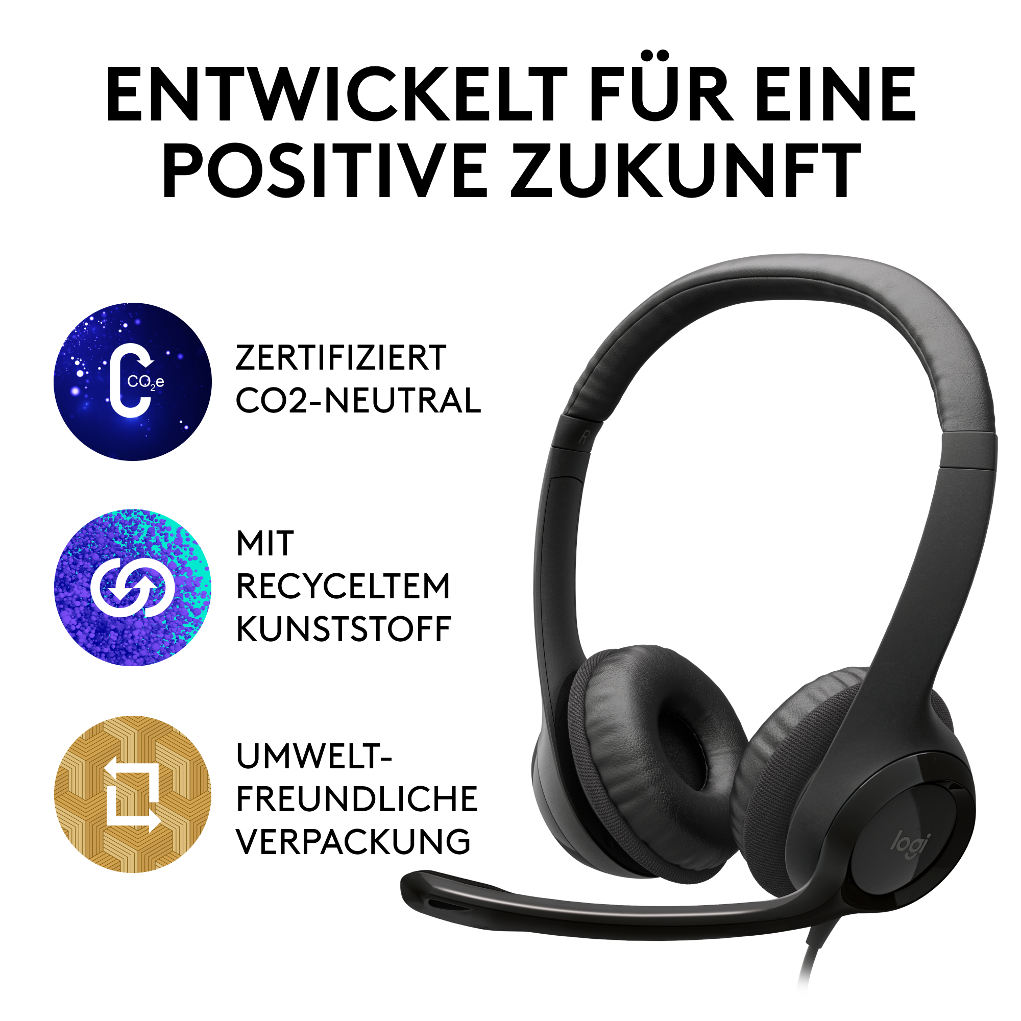 Logitech H390 Kabelgebundenes Beidseitiges Headset USB Schwarz