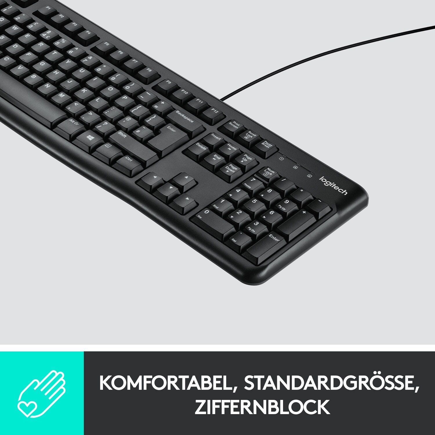 Logitech K120 Kabelgebundene Tastatur Schwarz