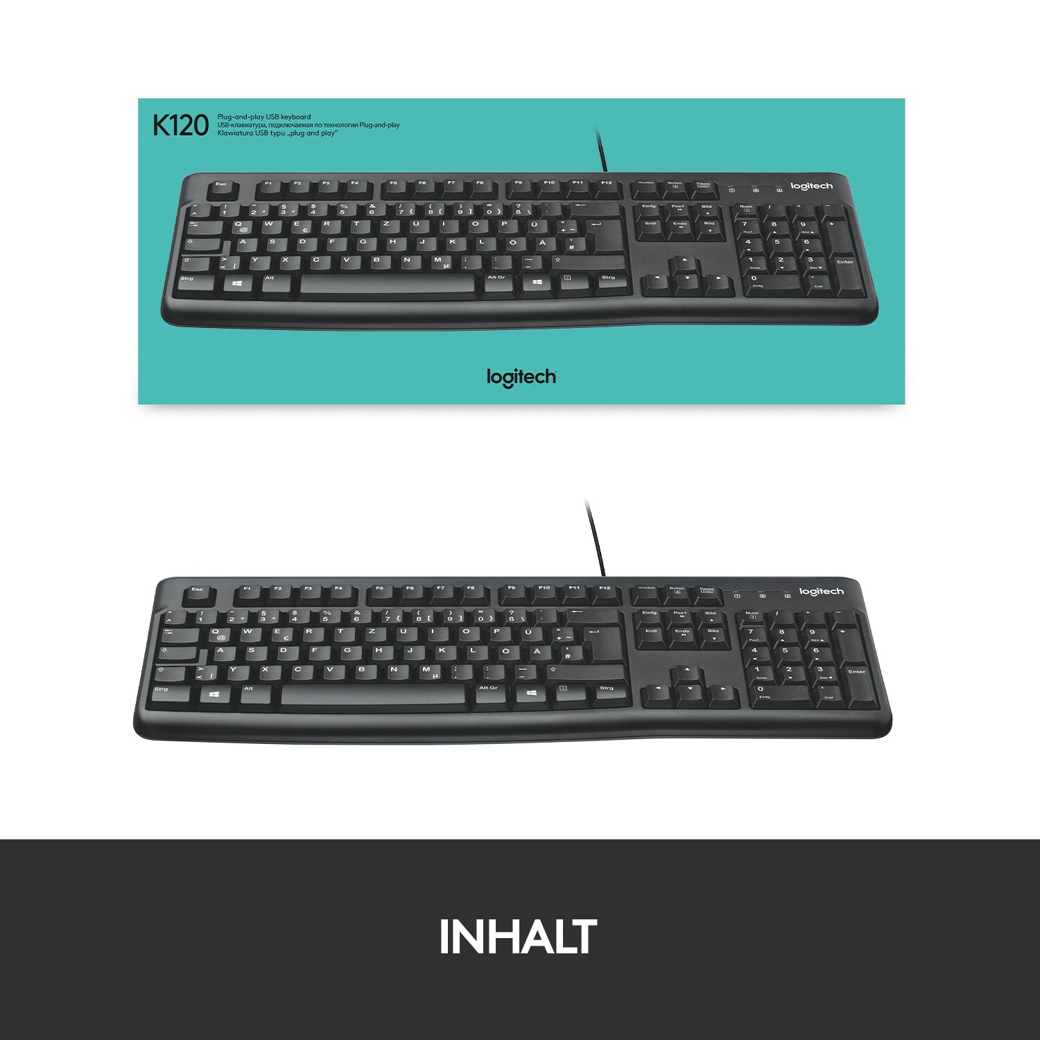 Logitech K120 Kabelgebundene Tastatur Schwarz