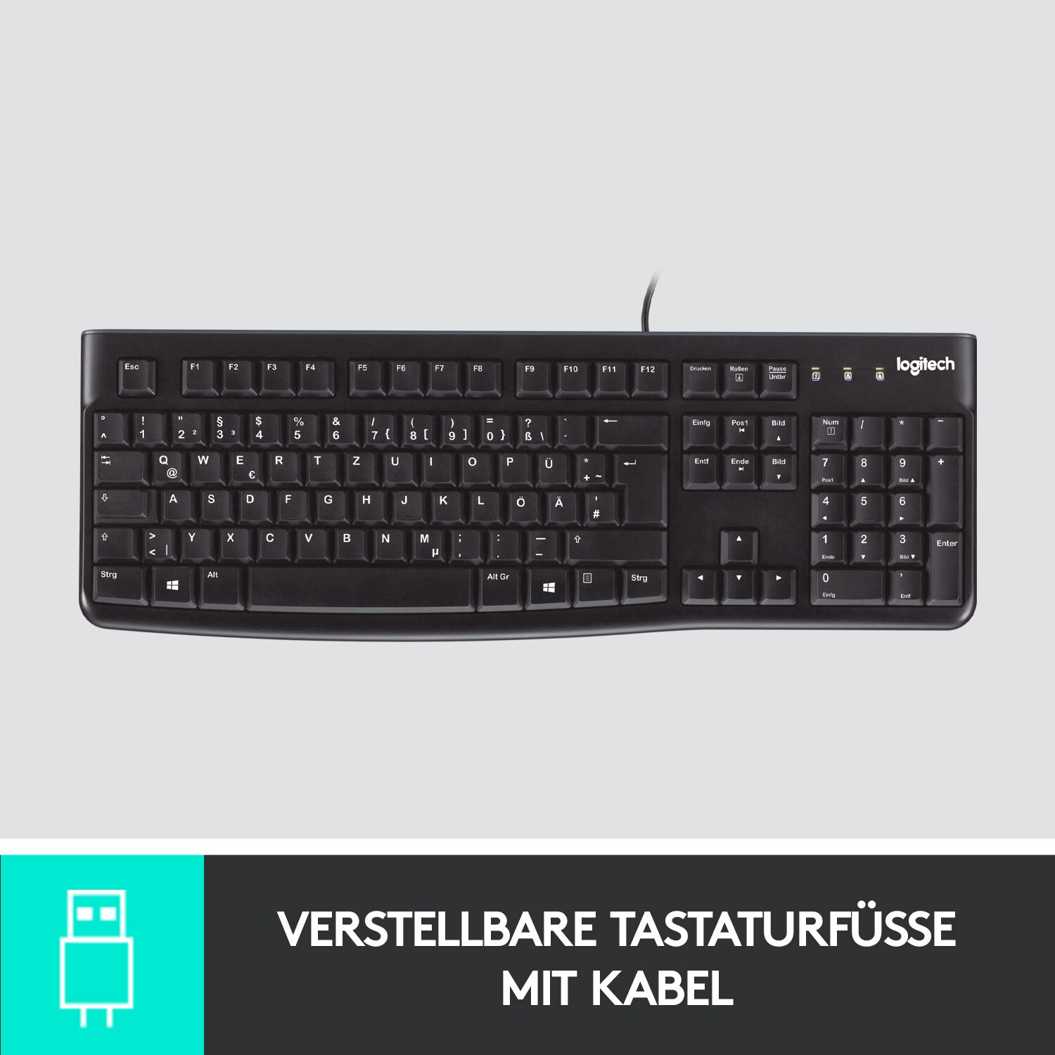 Logitech K120 Kabelgebundene Tastatur Schwarz