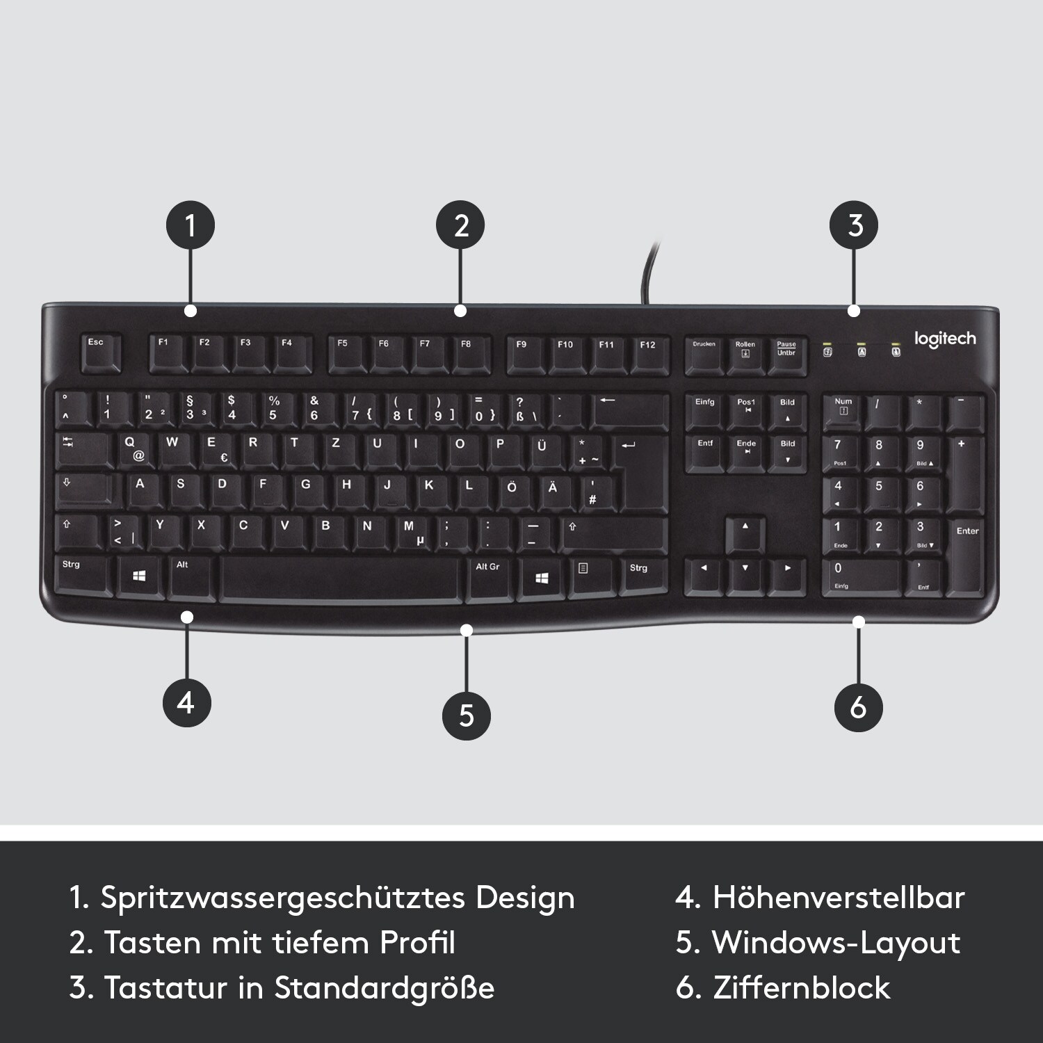 Logitech K120 Kabelgebundene Tastatur Schwarz