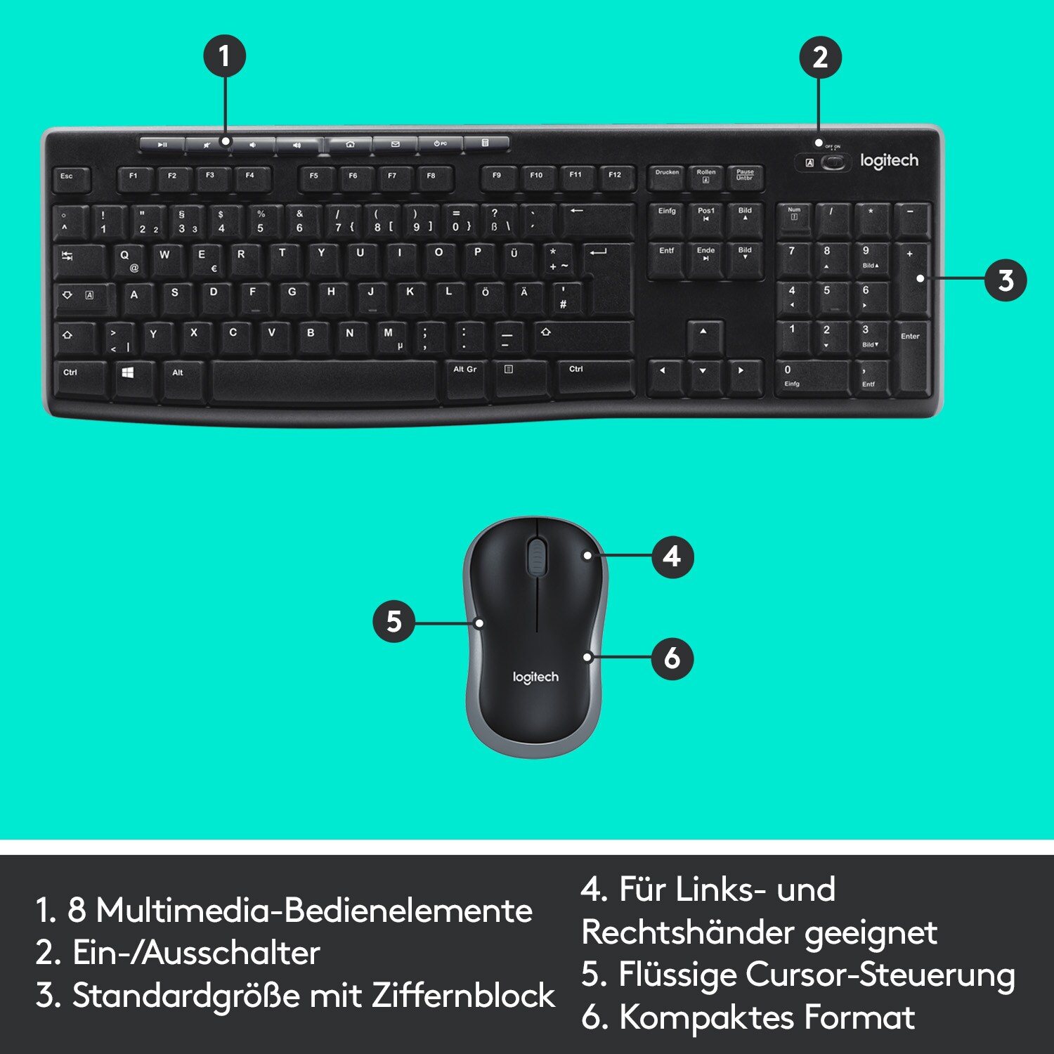 Logitech MK270 Kabellose Maus-Tastaturkombination