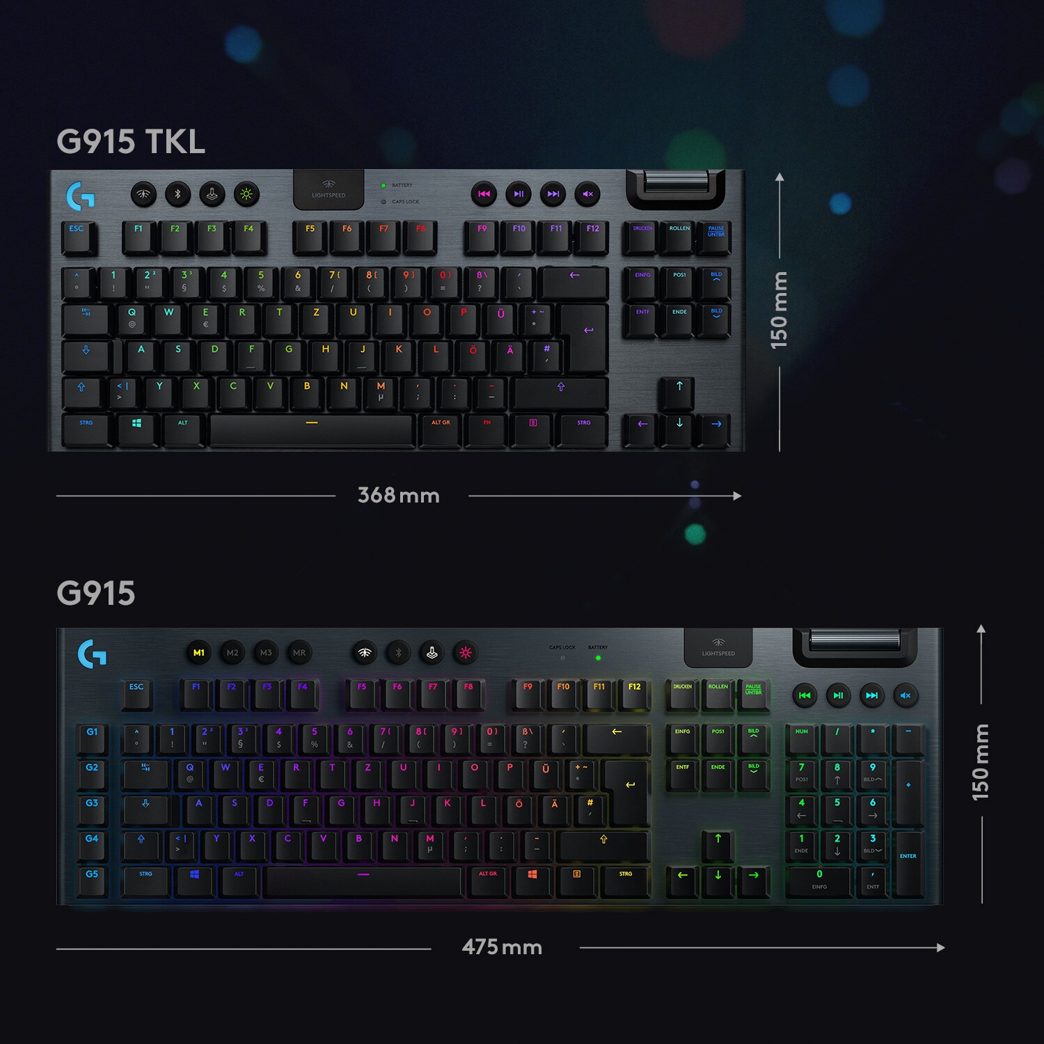 Logitech G915 TKL LIGHTSPEED Linear Kabellose Mechanische RGB Gaming Tastatur