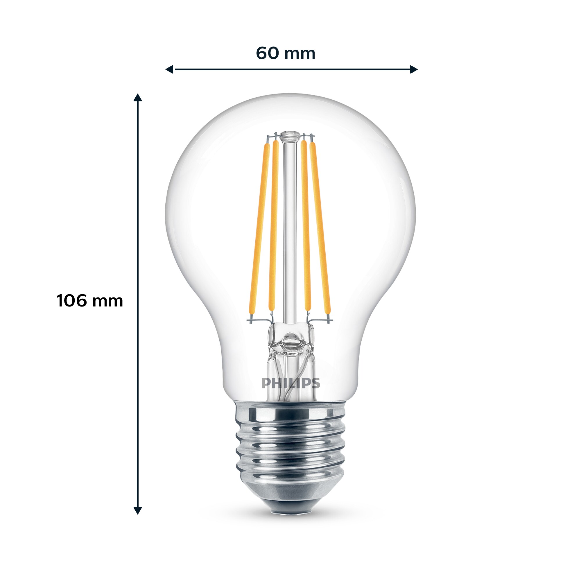 Philips LED Normallampe mit 60W, E27 Sockel, Matt, Neutralweiß (4000K) 6er Pack