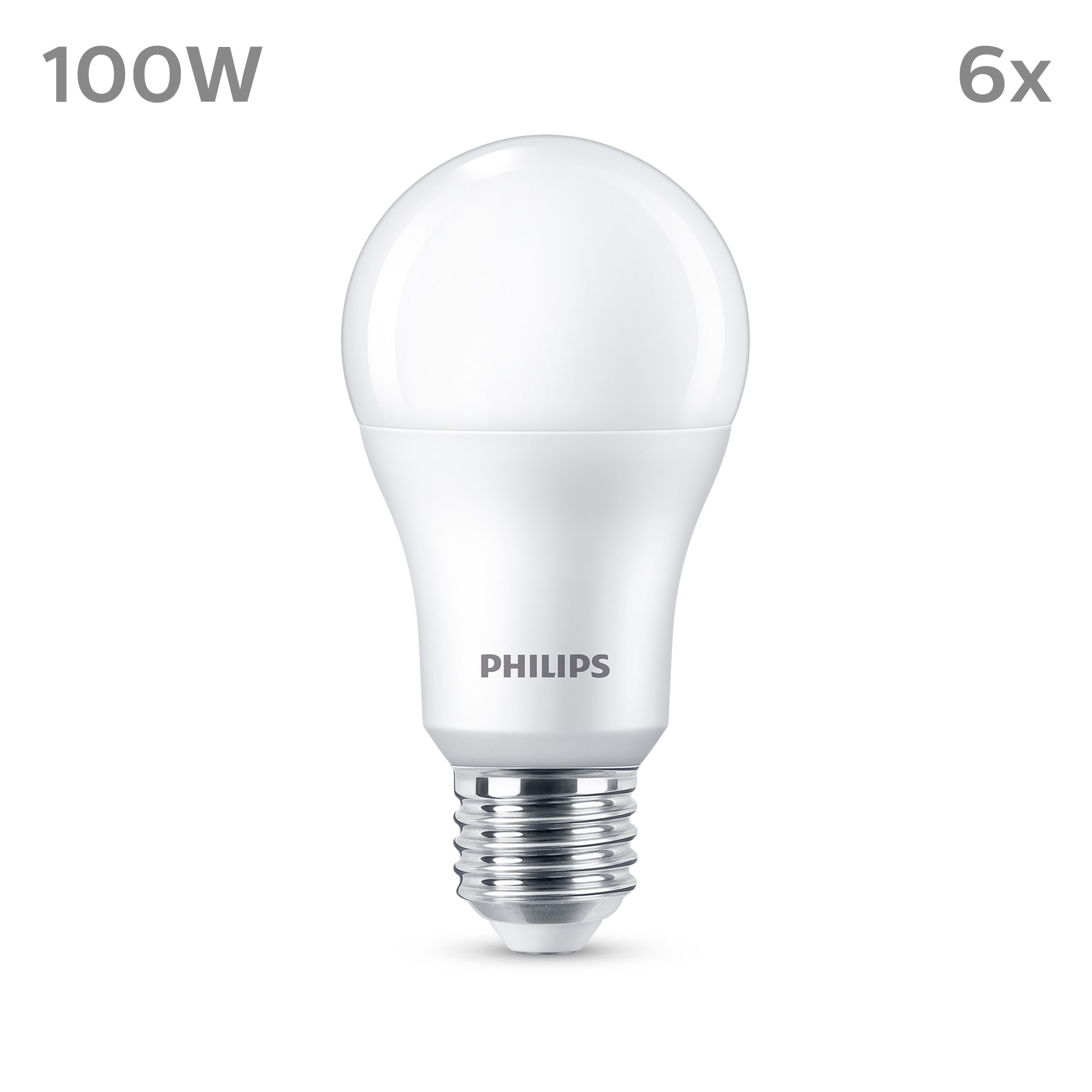 Philips LED Normallampe mit 100W, E27 Sockel, Matt, Neutralweiß (4000K) 6er Pack