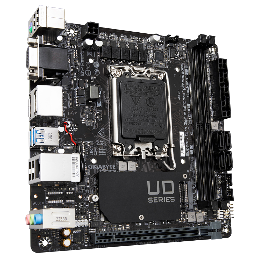 Gigabyte H610I Mini-ITX Mainboard Sockel 1700 HDMI/VGA/2xDP